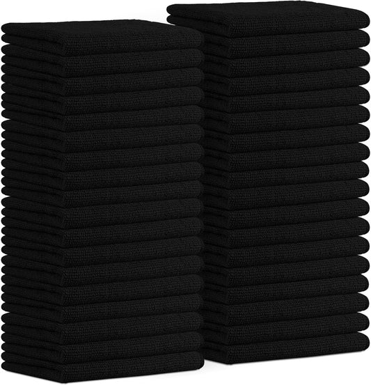 Avalon Towels Microfiber Cleaning Cloths (Value Pack of 36) Size 16" x 16", Highly Absorbent Cleaning Rags, Lint Free Cleaning Towels, Reusable and Washable, Microfiber Towels for Cars (Black)