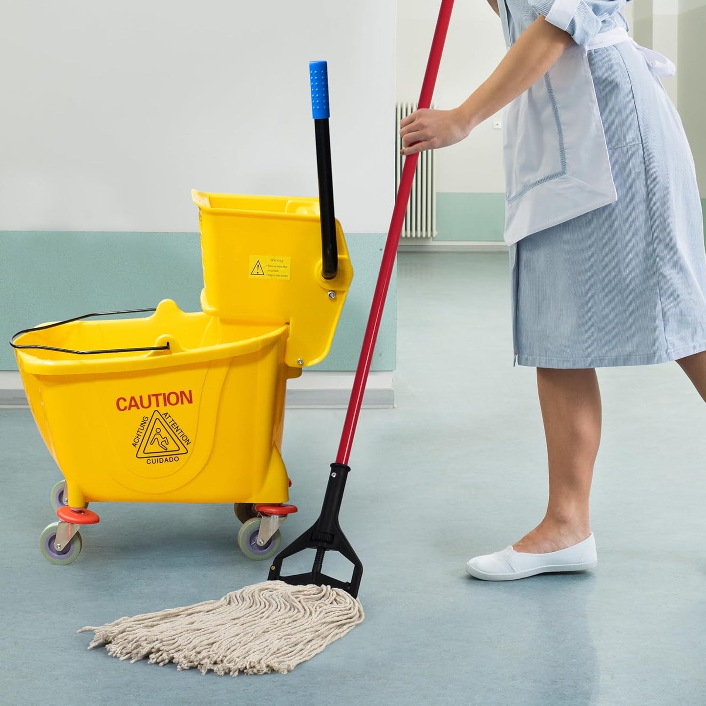 Matthew Cleaning 20oz 6Pack Cotton Floor Mop,Cotton Looped-Open String Heavy Duty String Refills, Universal Headband Blend Material,Mop Head Replacement for Home, Industrial and Commercial Use(White)