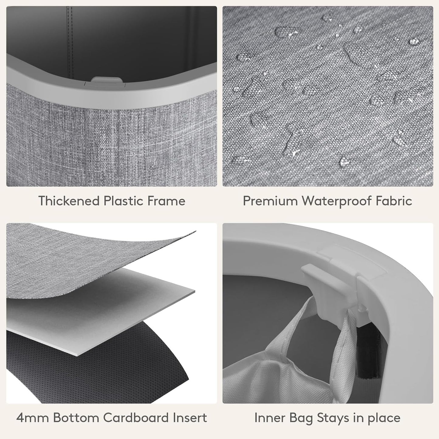 Lifewit 65L Slim Laundry Basket with Lid, Narrow Large Laundry Hamper with Plastic Handles and Removable Bag, Tall Foldable Dirty Clothes Hampers for Laundry Room, Bedroom, Bathroom, Dorm, Gray