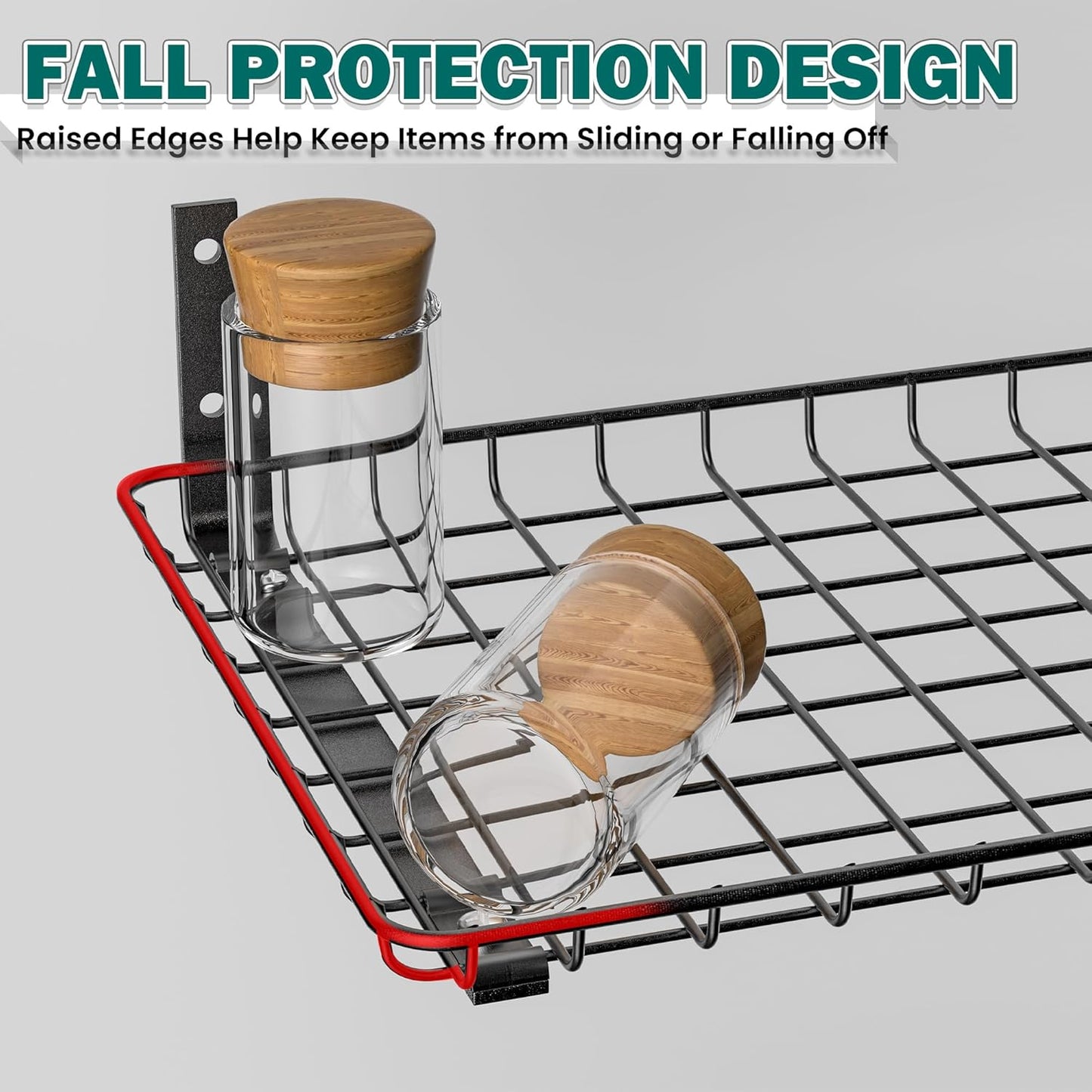 EVERHANGER Garage Wall Shelves 12x18 Inch, Wall Mounted Storage Shelf, Metal Shelf Rack, Heavy-Duty Shelf Organizer 2 Pack, Black