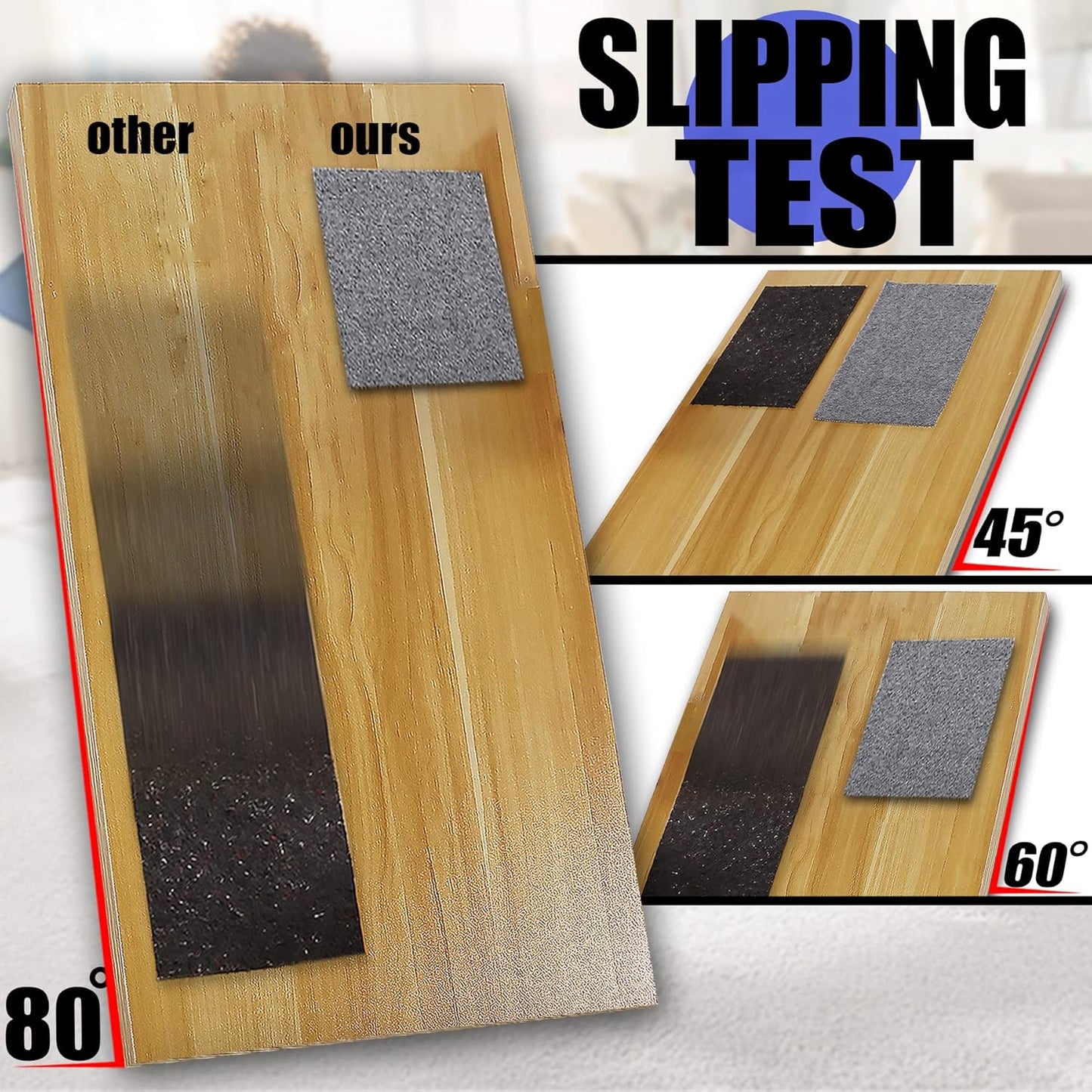 Non Slip Rug Pad Grippers - 2x8, 1/4" Thick, Felt + Rubber Double Layers Area Carpet Mat Tap, Provides Protection and Cushioning for Hardwood or Tile Floors
