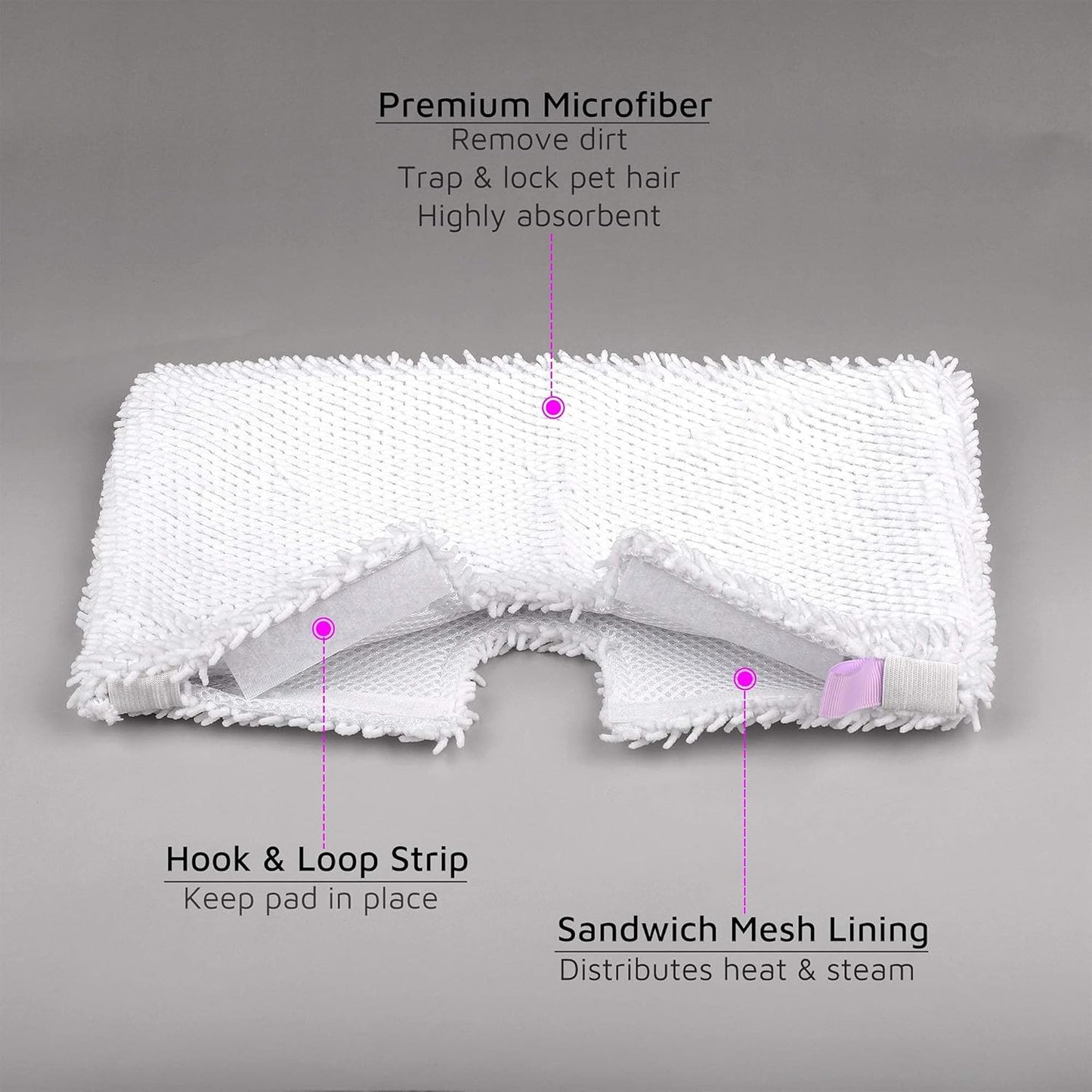 Flammi Steam Pocket Mop Replacement Pads for Shark S3500 Series S3501 S3601 S3550 S3901 SE450 S3801CO S3601D S2901 S2902 Steam Pocket Mop, 4 Pack