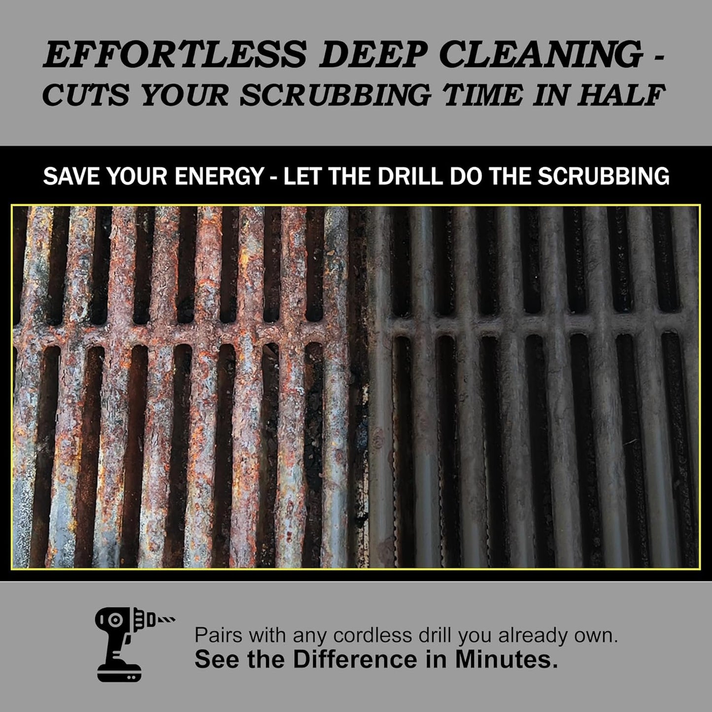 Cleaning Accessories Industrial Brushes - Baked on Food, Electric Smoker, Drill Brush Attachments for Stain and Rust Remover - BBQ Cleaning Kit Water Calcium Mineral | Electric Grill Brush for Drill