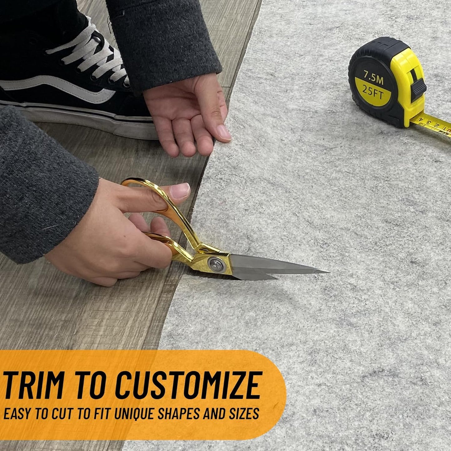 Ottomanson 2'7" x 8' Non-Slip Rug Pad Gripper 1/12 Inch Ultra Thin Dual Surface Felt + Rubber Gripper - Safe for All Floors, Cream