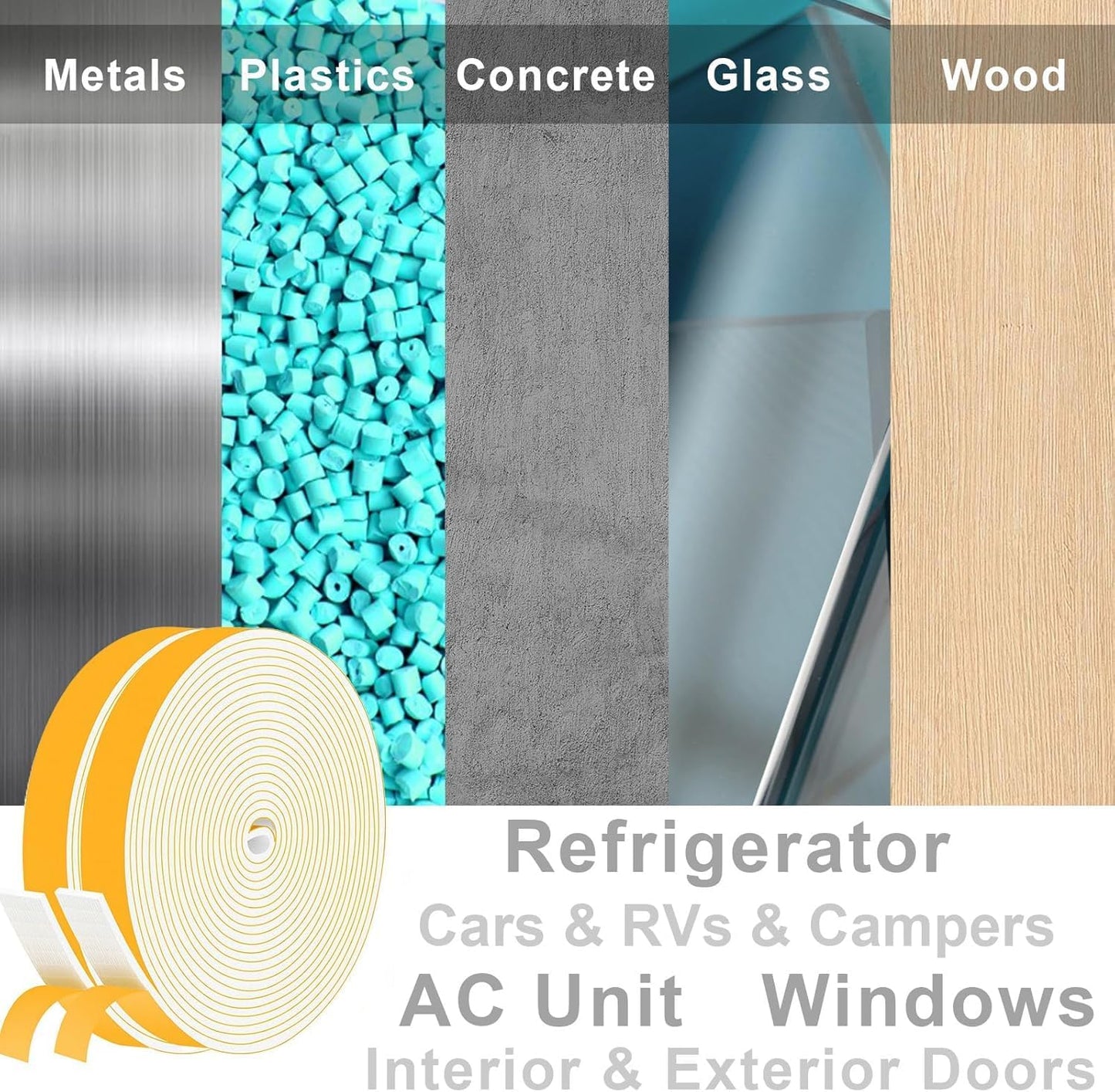 Weather Stripping Strong Adhesive 1 inch x 1/8 inch Weather Stripping Door Seal Closed Cell Foam Insulation Tape for Window and Doors,Total 16.5Feet (16.5Ft x 1 Roll)