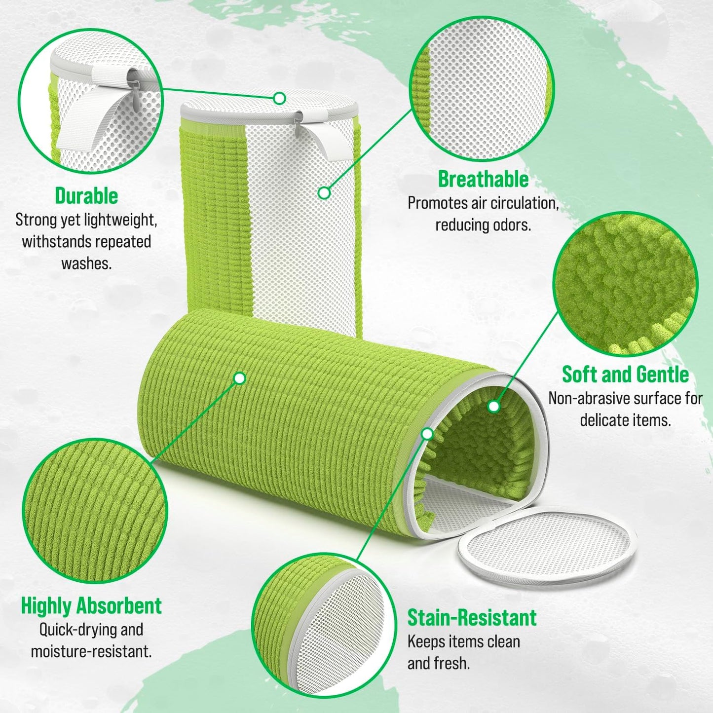 Rockin'Green Shoe Washing Machine Bag - 360° Deep Clean Shoe Washing Bag - Shoe Bag for Washing Machine with Cleaning Fibers - Reusable Sneaker Washing Machine Bag with Zipper (2 Pieces)