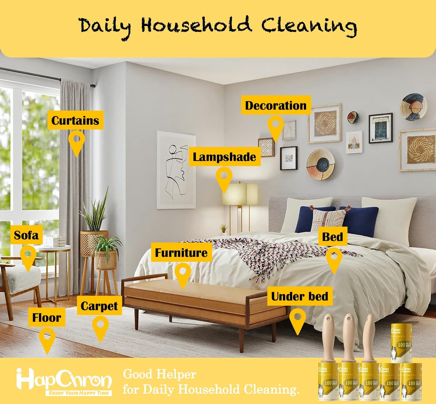 Extra Sticky Lint Roller Refills Only, Total 400 Easy Tear Sheets, Insert Tube Measures 1.5" and Fits Most 3.9"-4" Standard Size Lint Roller Handle, Works Great On Pet Hair(Pack of 4)