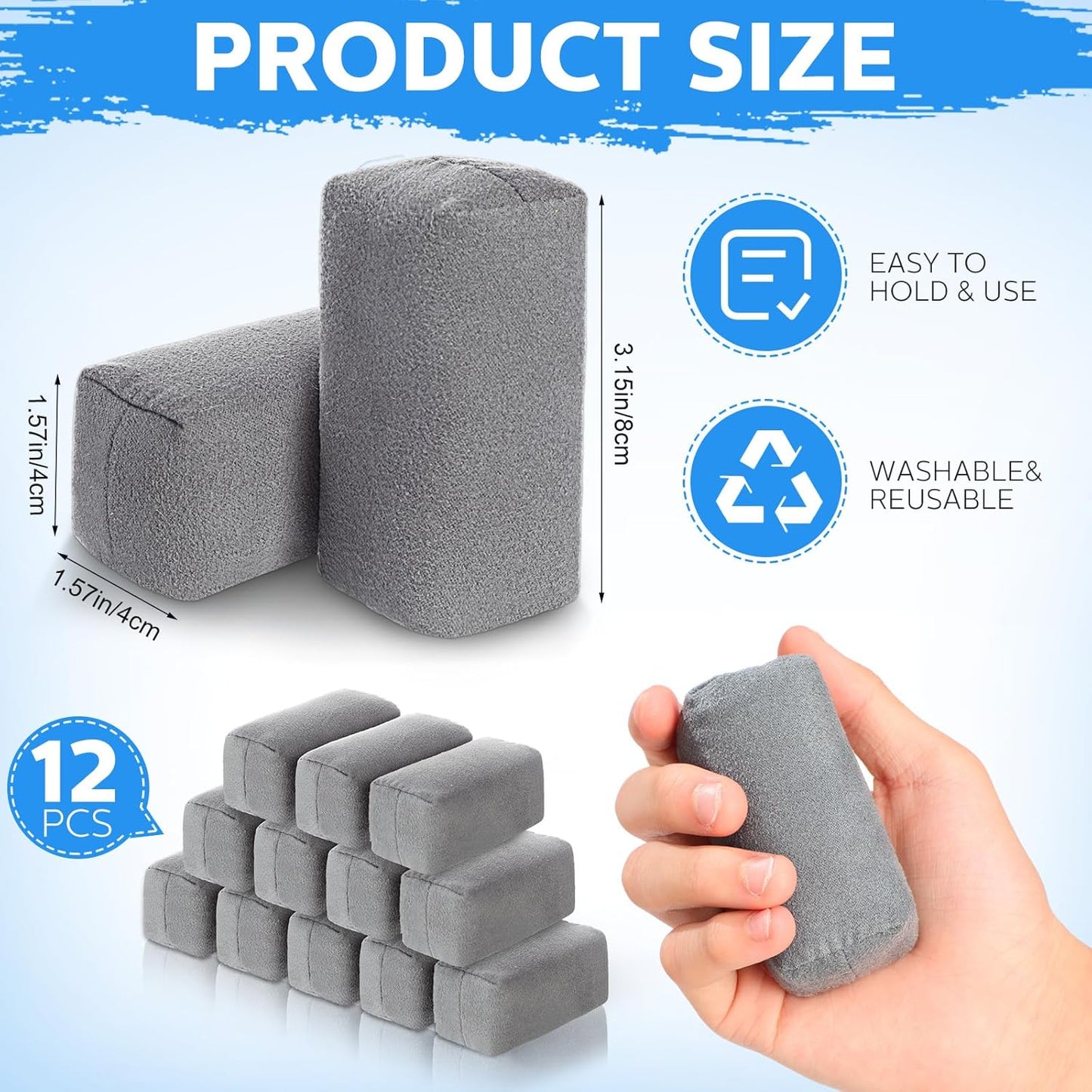 Riakrum 12 Pack Microfiber Applicator Pads Suede Car Detailing Sponge Ceramic Coating Applicator Pads Coating Sponge for Cars Graphene Metal Plastic Trim Ceramic Spray Applying Wax