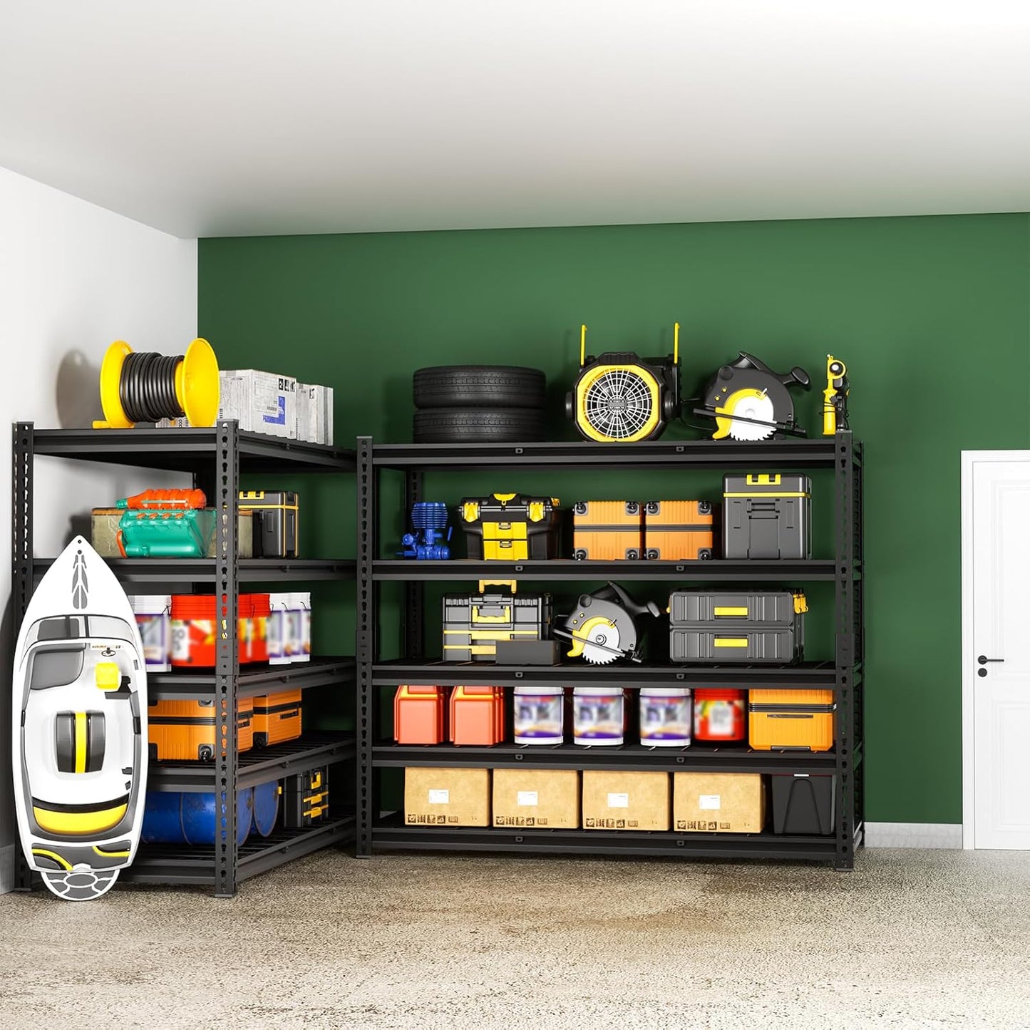 5-Tier 60" W X 24" D X 72" H Storage Shelves 3000LBS Garage Shelving Metal Storage Racks and Shelving Adjustable Heavy Duty Shelf Units for Basement Industrial(Black)