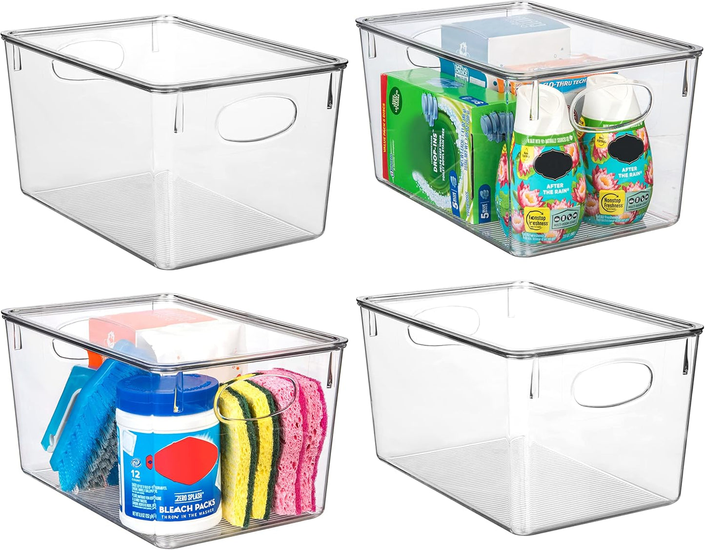 ClearSpace Plastic Storage Bins With lids, 4 Pack – Perfect Pantry Organization and Storage – Fridge Organizer, Pantry Storage Containers and Storage Bins, Cabinet Organizers