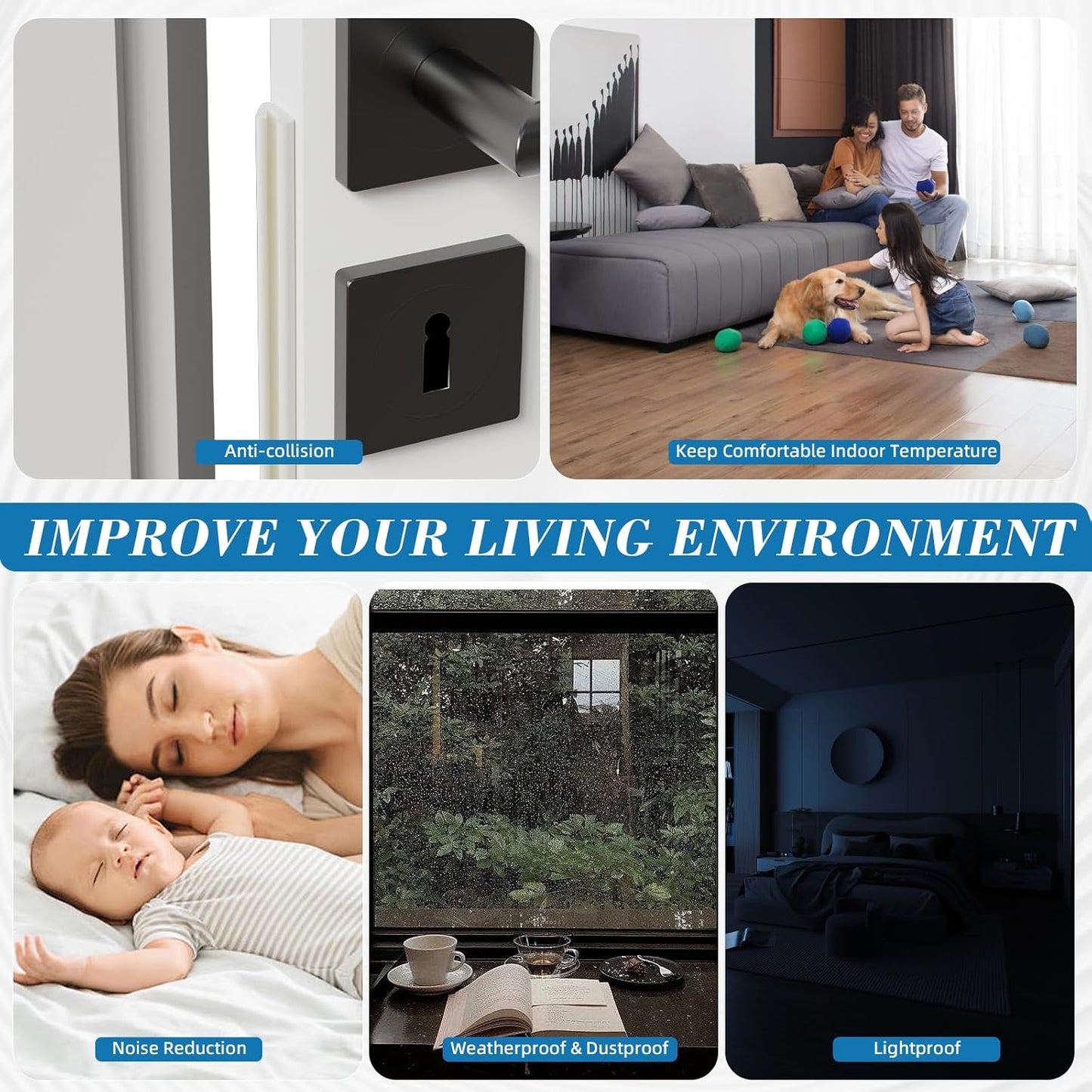 V-Shaped Weather Stripping Door Seal, 52.5FT Draft Stopper for Doors/Windows, Gaps, Dustproof, Soundproof & Thermal Insulating, Noise-Reducing, Light-Blocking Door Gap Filler