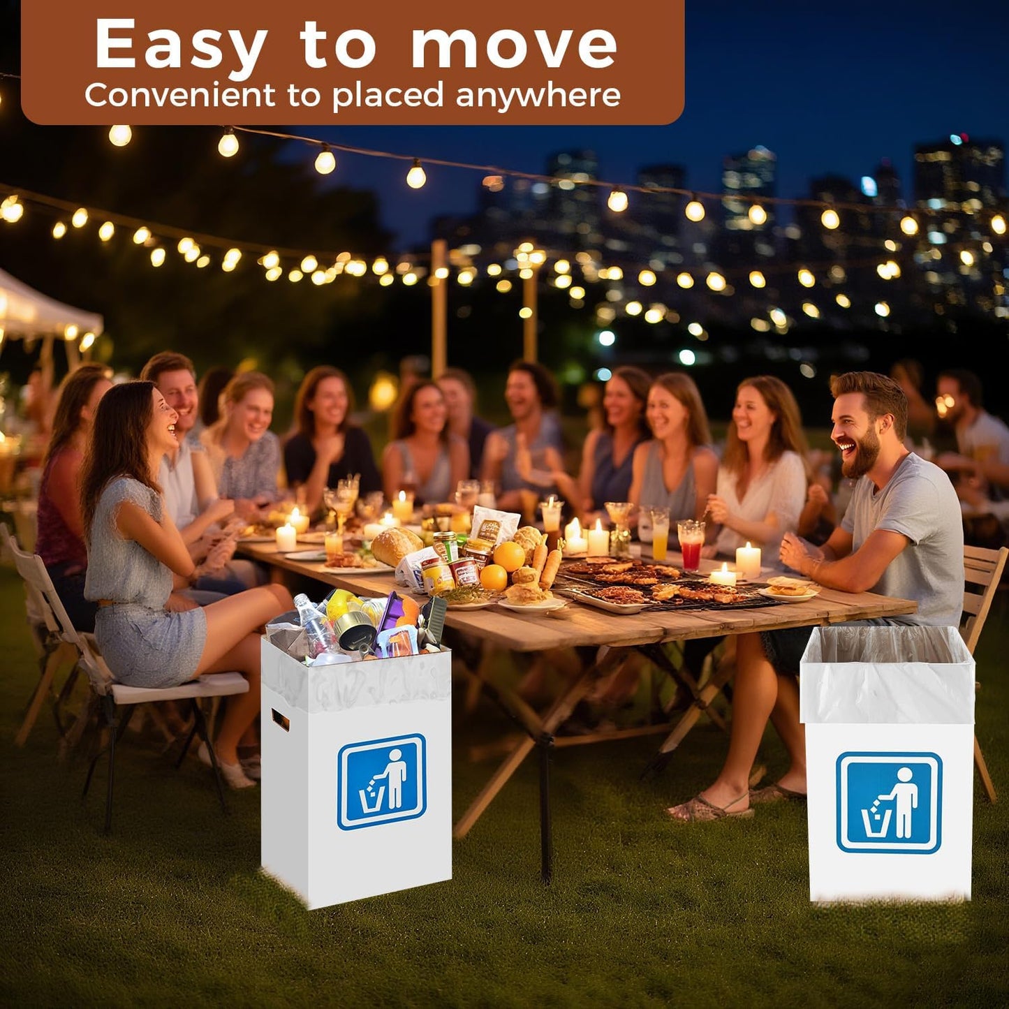 （10 Pack） 13 Gallon Disposable trash cans for parties,Reusable Pop up garbage can,In-Home Recycling Bins（Comes with 20 disposable trash bags）