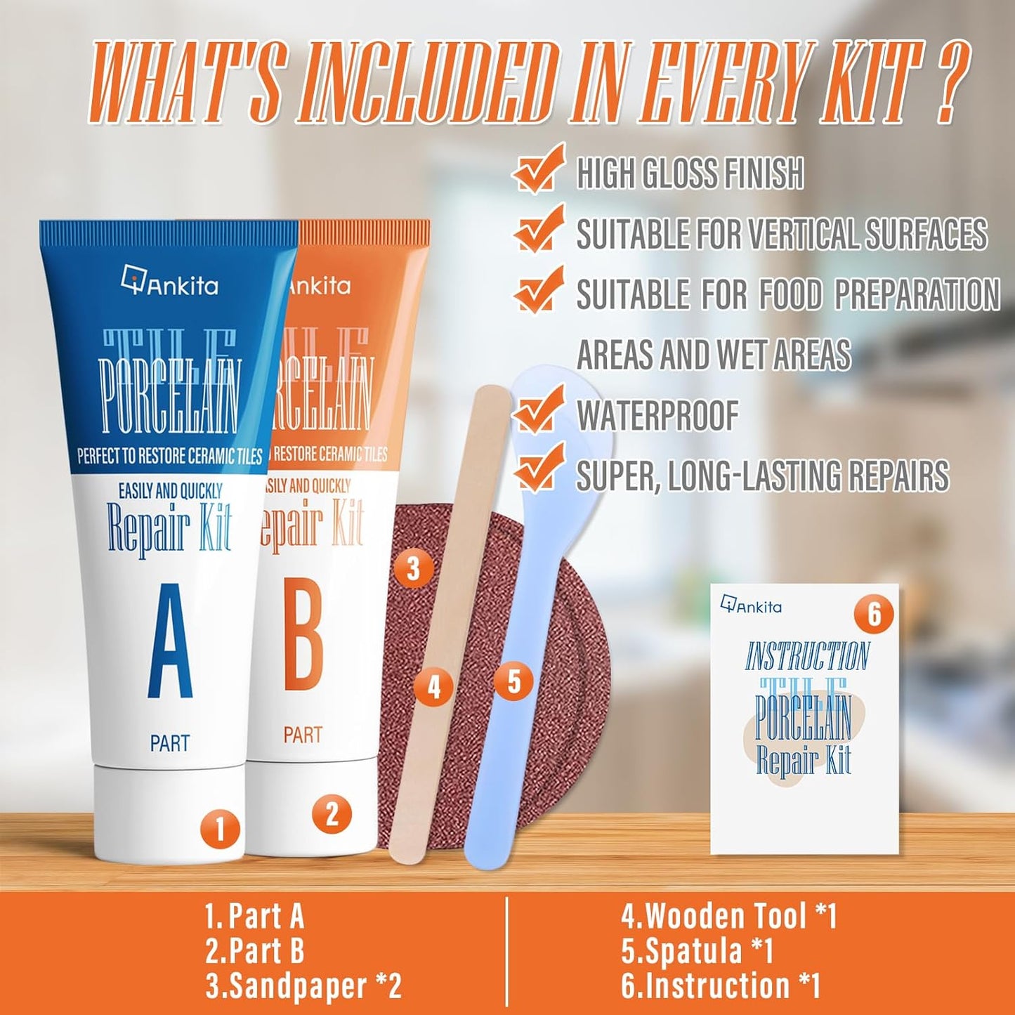 Porcelain Repair Kit White, Sink & Tub Repair Kit to Quickly Fix Tub Chips and Sink Cracks with High Bond Strength, Porcelain Sink Repair Kit for Tub, Tile, Sink and Toilet(Ivory White)