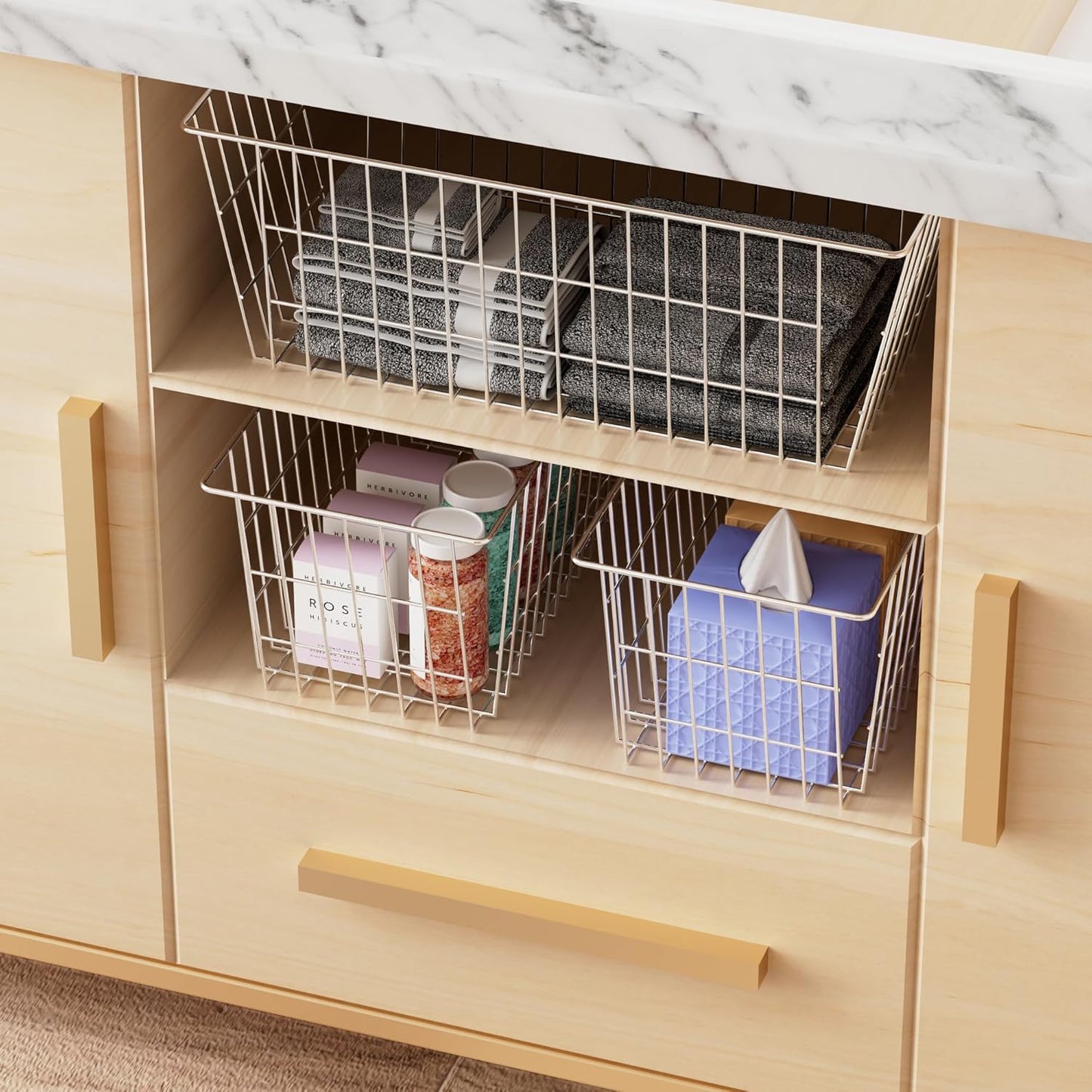 SANNO 15.7in Freezer Baskets Bins - Freezer Storage Containers Organizer for Office, Bathroom, Pantry
