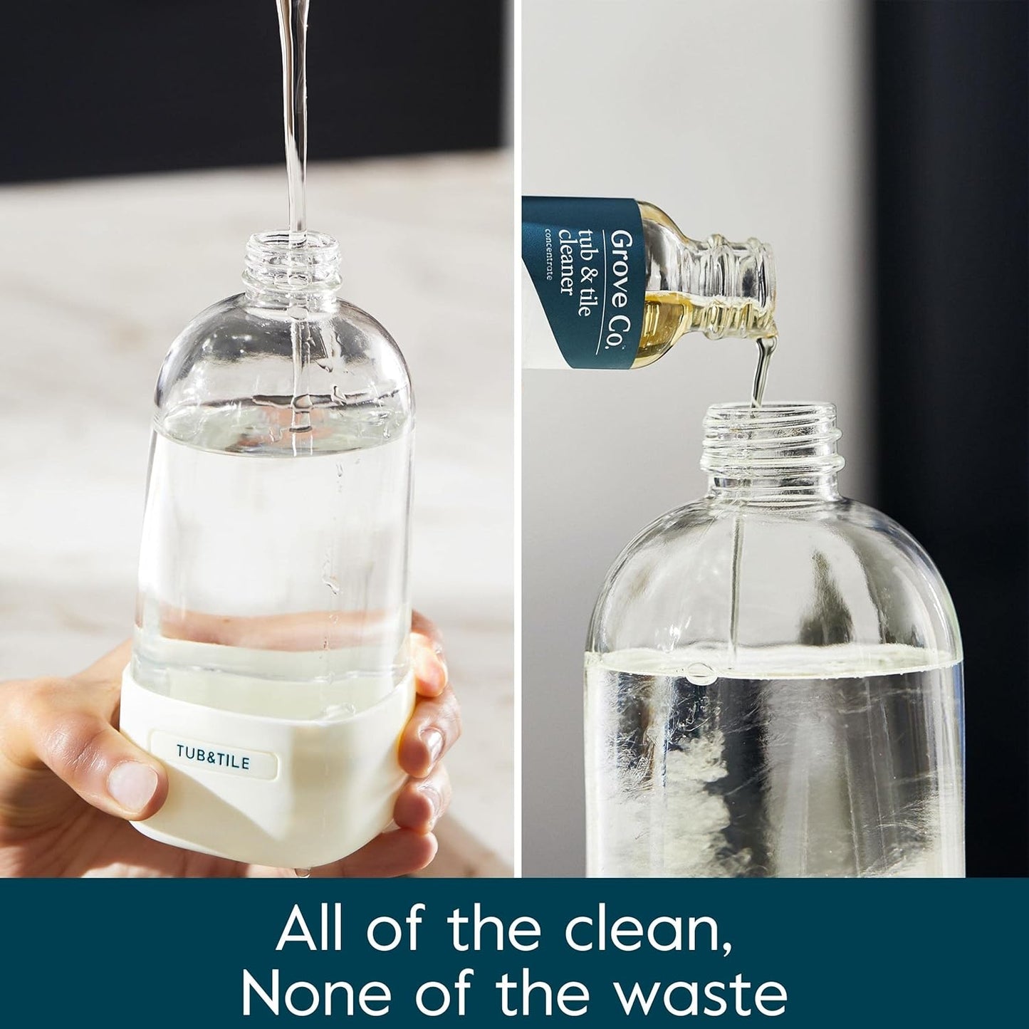 Grove Co. Tub and Tile Cleaner, Refill Concentrate (6 x 1 Fl Oz) Plant-Based Household Cleaning Supplies, No Plastic Waste, 100% Natural Orange & Rosemary Fragrance, 3 x 2 Pack Refills