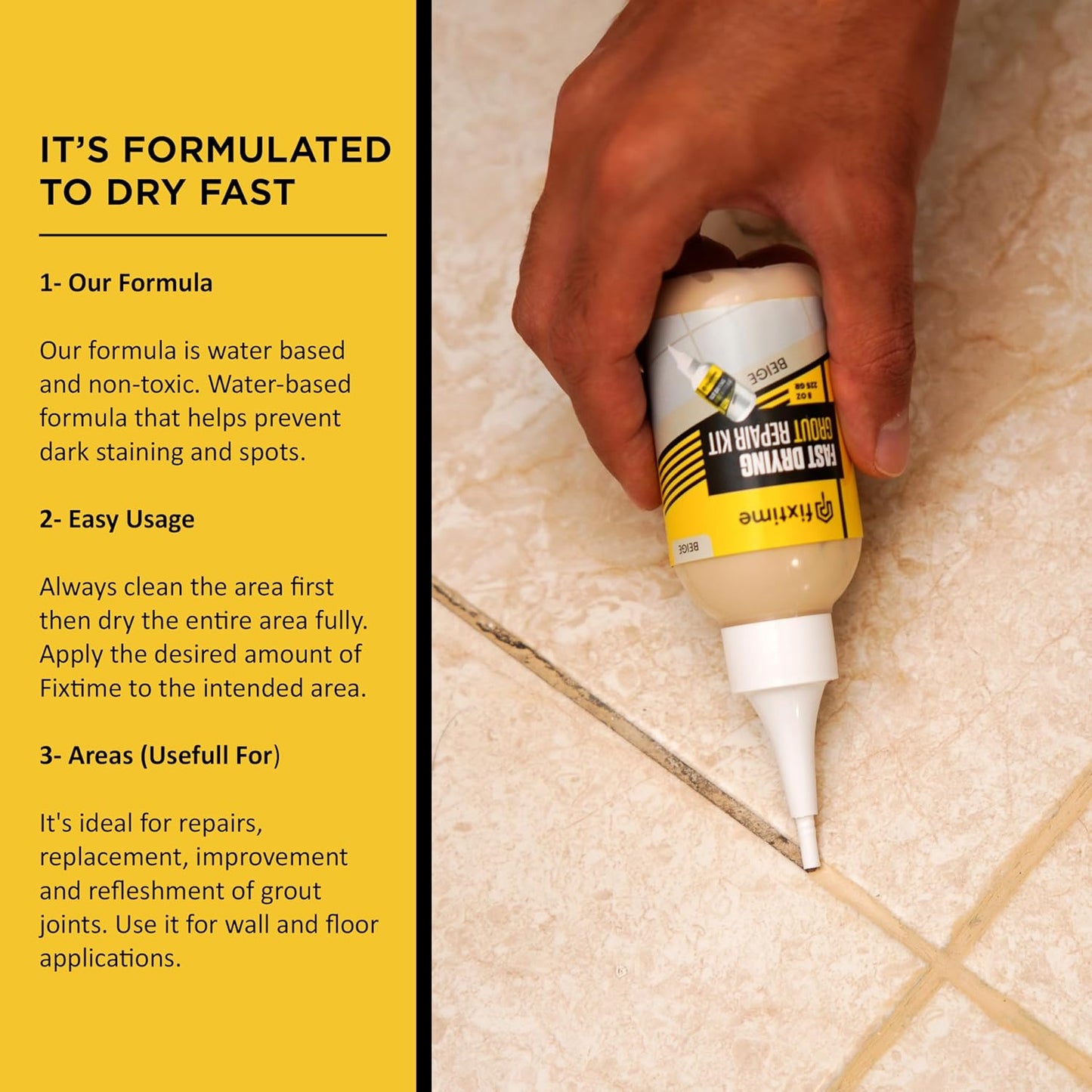 Tile Grout Repair Kit, Beige Grout Filler Tube 8 oz, Grout Repair Renews, Fast Drying Repait Kit, Grout Sealer for Floor Tile - Spatula Included (2xBeige)