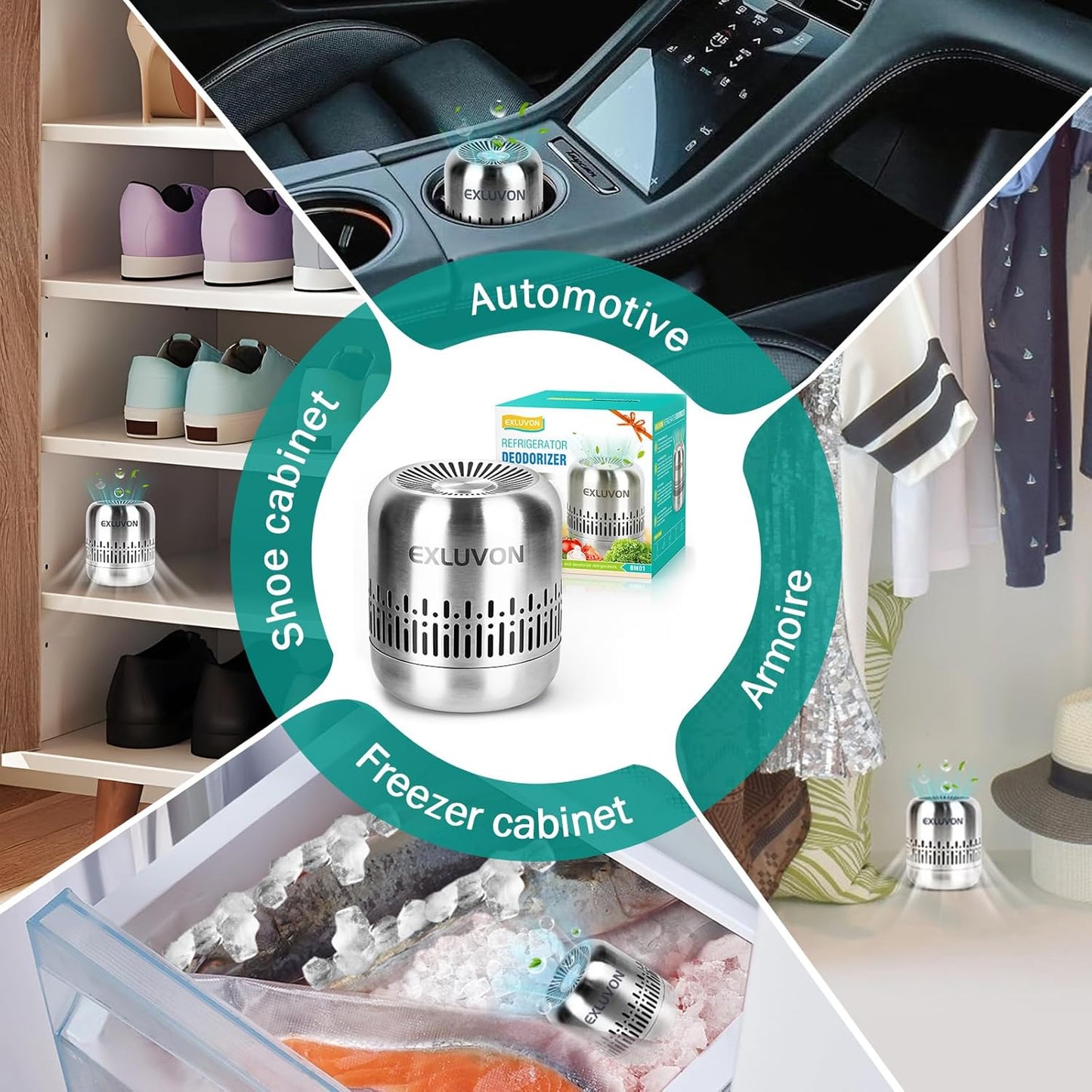 Refrigerator Deodorizer,Lasts for 10 Years Fridge Deodorizer Kitchen Gadgets Charcoal Air Purifier Odor Eliminator for Fridge & Freezer, Room,RV and New Home,More Effective Than Baking Soda