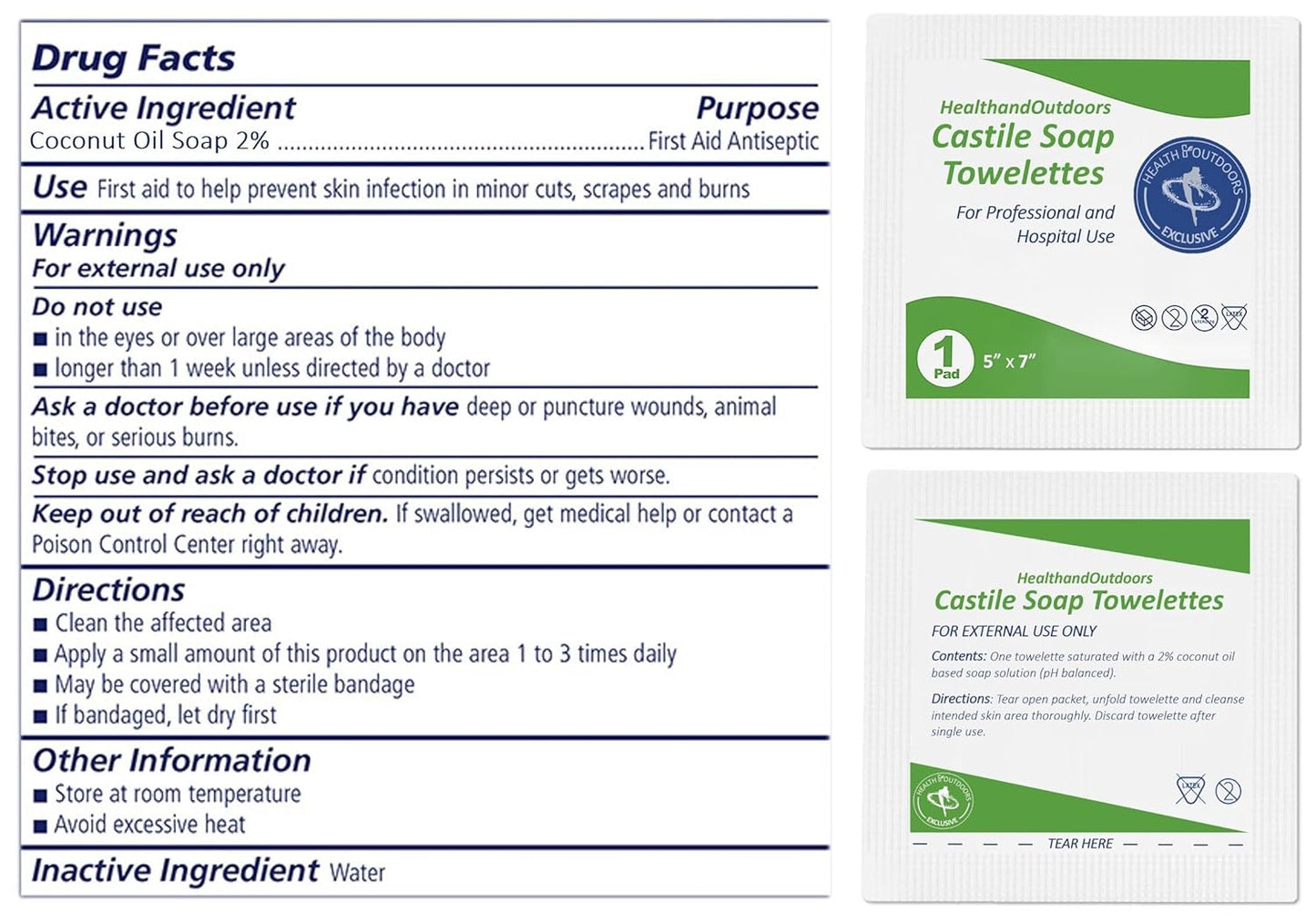 HAO Castile Soap Cleansing Towelettes 125 Count Refreshing Scented Wipes White 125 Count (Pack of 1) HAO-CST-125