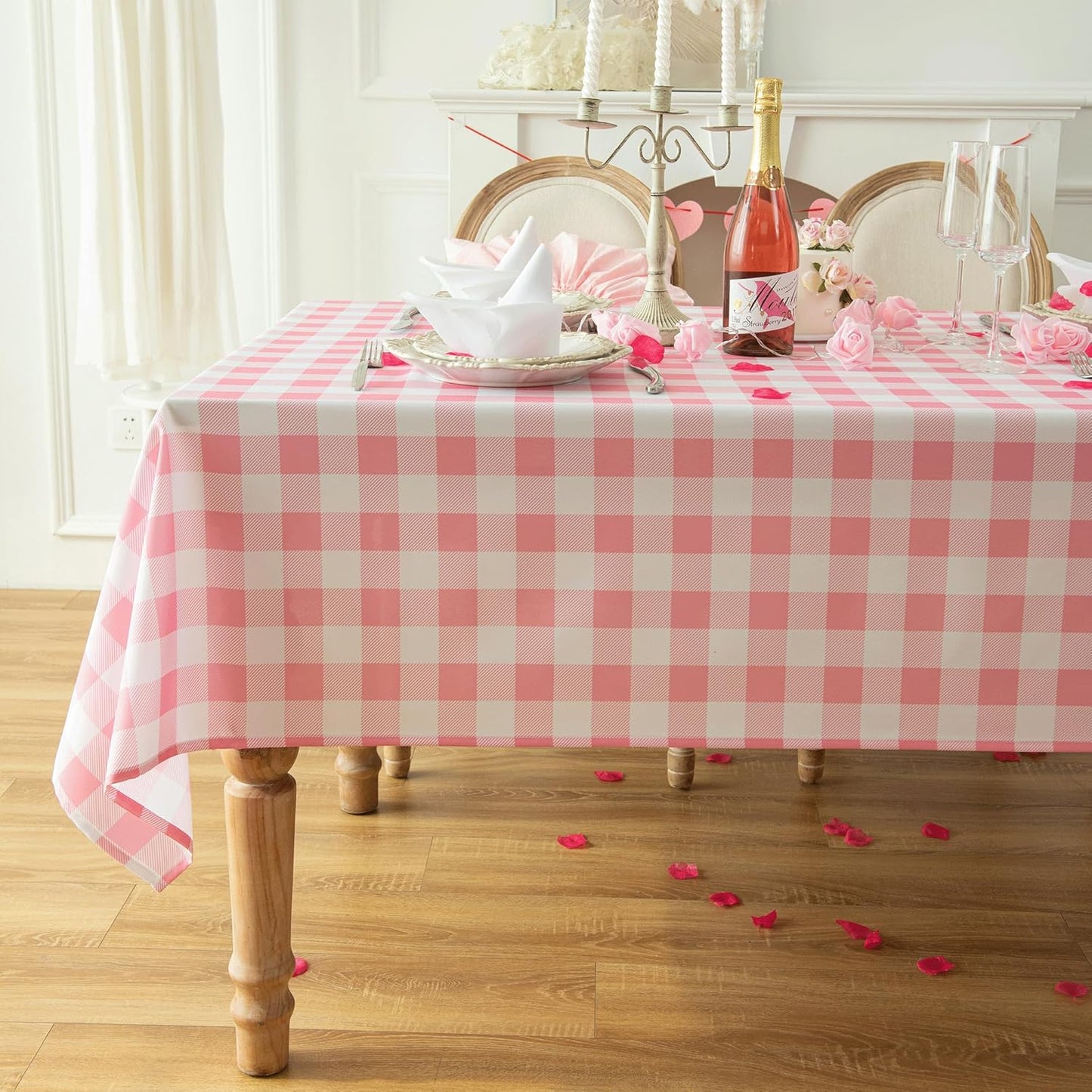 Classic Gingham Buffalo Tablecloth Fabric - Oblong 58x144 Inch Water Proof Checkered Table Cloth for Indoor Outdoor - Table Cover for Birthday, Picnics, BBQs, and Parties