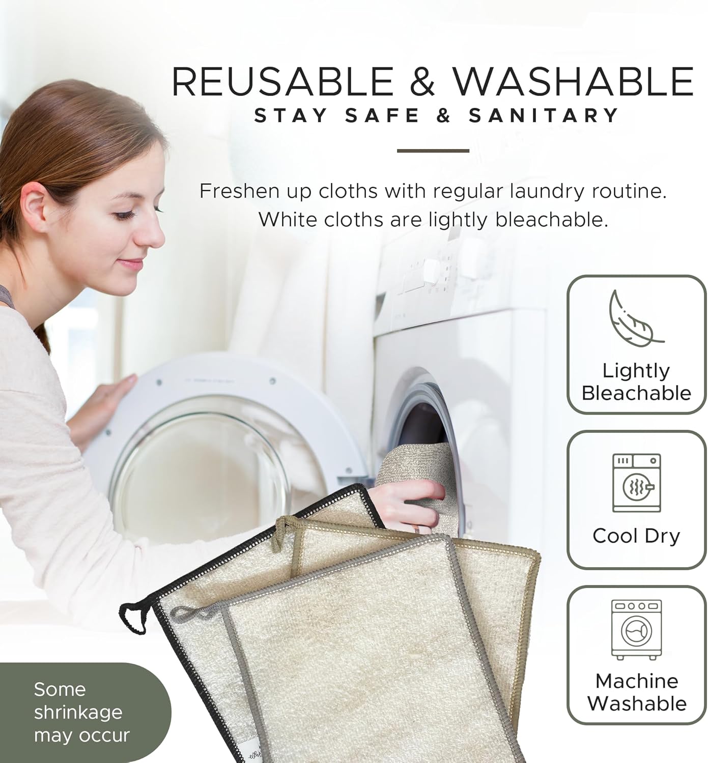 Whiffkitch Dishcloths & Dish Towels for Kitchen - Reusable, Hygienic, Quick Drying, Durable Kitchen Washcloth, Absorbent, Scrub-Non-Scratch, 6x7 Inches Neutral Color, 6 Pack