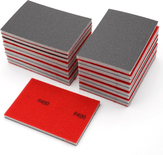 20 Pack 400 Grit Sanding Sponge, 3 x 4 Inch Soft Foam Sanding Block Wet Dry Sanding Pads, Washable Sandpaper Sponge Drywall Sand Block for Wood, Metal, Furniture Polishing (400 Grit)