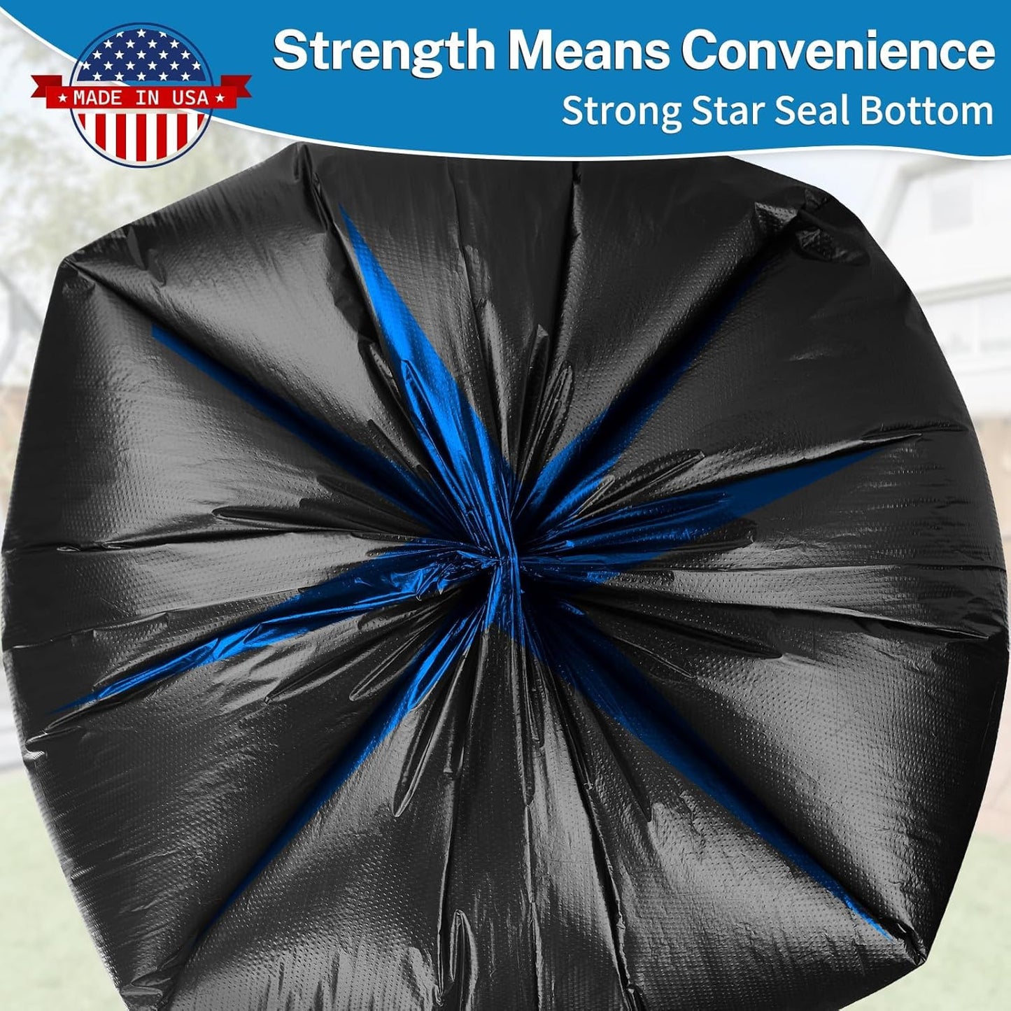 Heavy Duty Trash Bags 55-60 Gallon, Black - 100 Count Bulk Pack | 38" x 58" | Durable & Tear-Resistant Garbage Bags for Home, Commercial, Construction & Outdoor Use | Made in USA