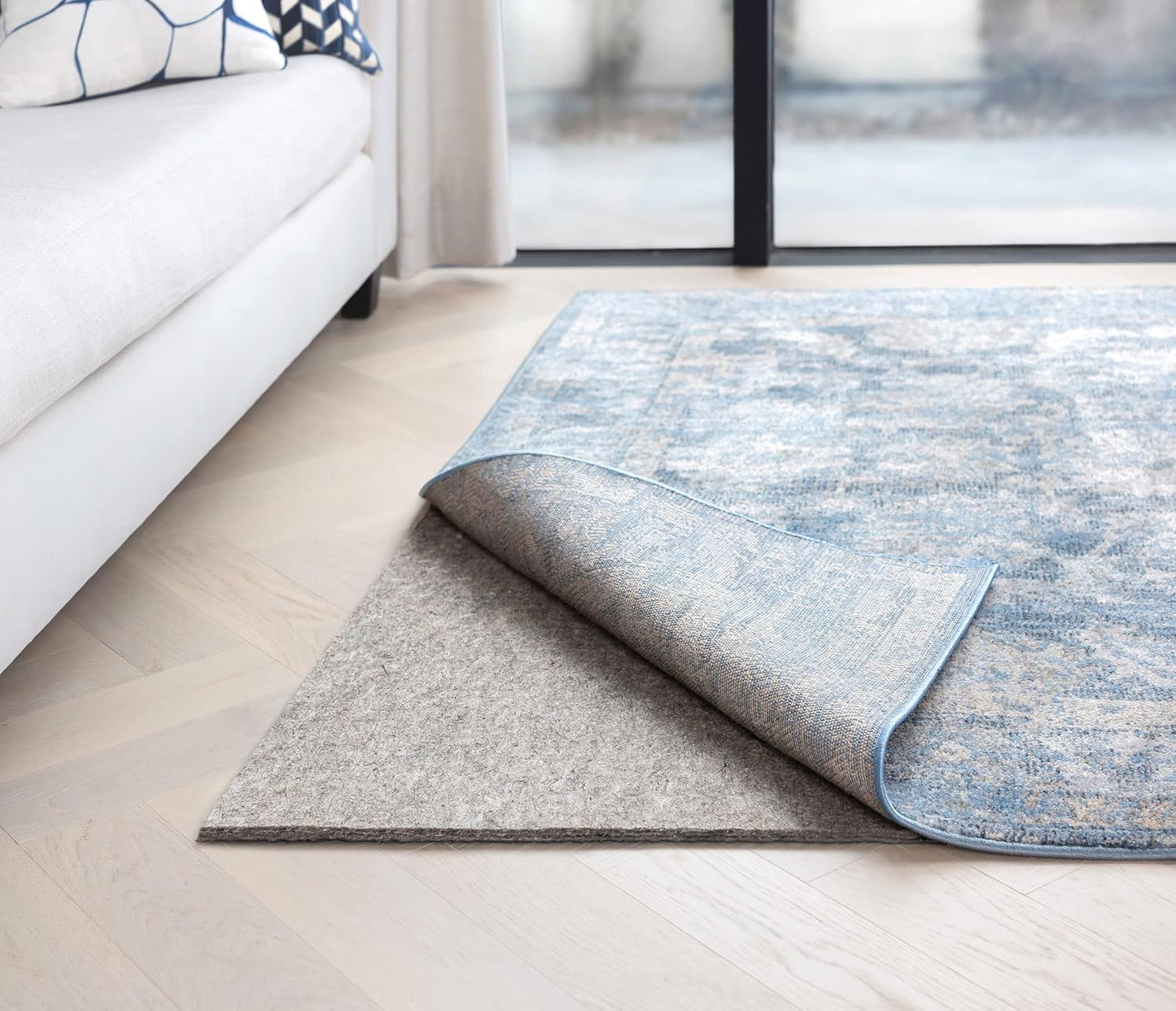 RUGPADUSA - Dual Surface - 6'x9' - 1/2" Thick - Felt + Rubber - Non-Slip Backing Rug Pad - Adds Comfort and Protection - for Hard Surface Floors