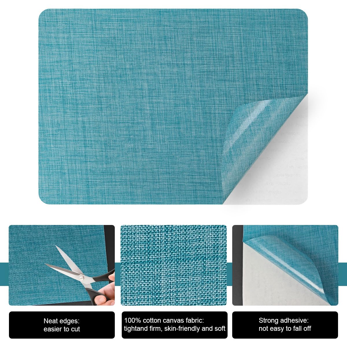 J.CARP 2Pcs Linen Repair Patches, Large Self-Adhesive Fabric Patch for Sofas, Couch, Furniture, Car Seats (8 * 11 inches-2PCS Blue)