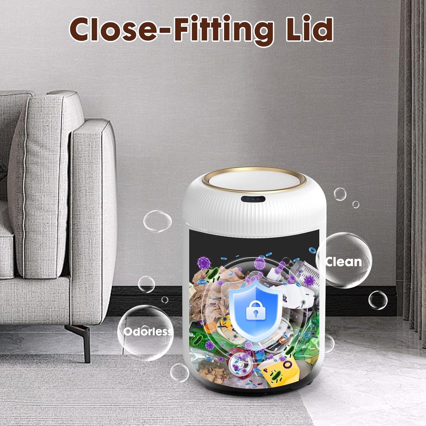 Procade Motion Sensor Trash Can with Lid, 3 Gallon Electric Bathroom Garbage can, Small White Wastebasket Touchless Trash Bin,Automatic Mini Trashcan for Bedroom,Toilet, Office, rv, Living Room