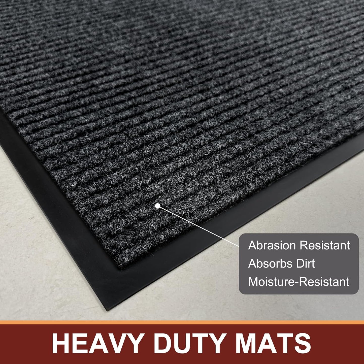 Vicwe Indoor Outdoor Door Mat,4'x8' Heavy Duty Front Door Mat, Non-Slip Washable Doormats Entrance Mats, Dirt Resistant and Absorbent Doormat, Commercial Outdoor Entrance Floor Mat for Home Office