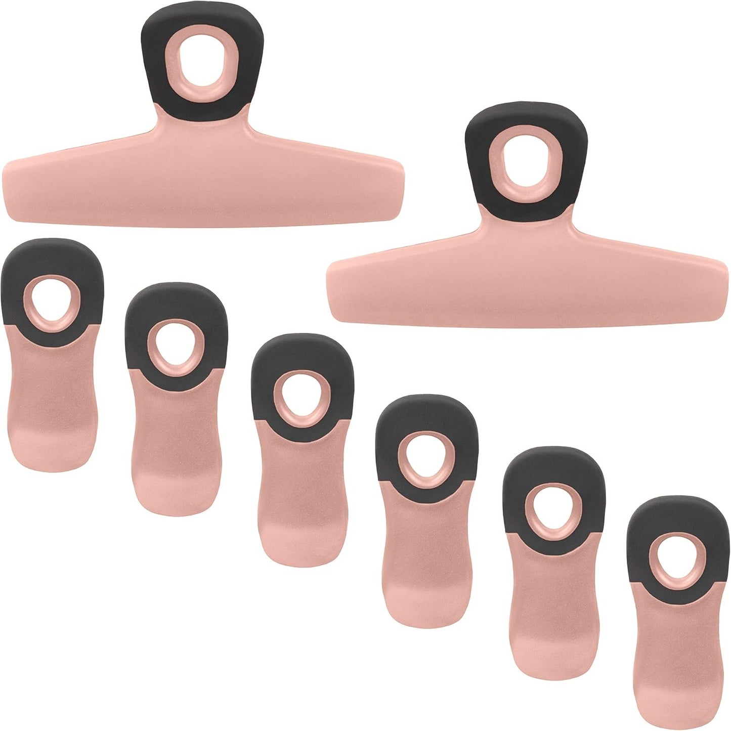 COOK WITH COLOR Bag Clips, Heavy Duty Chip Clip and Refrigerator Magnet Clips for Food Storage with Air Tight Seal Grip for Snack Bags and Food Bags (Pink, Pack of 8)