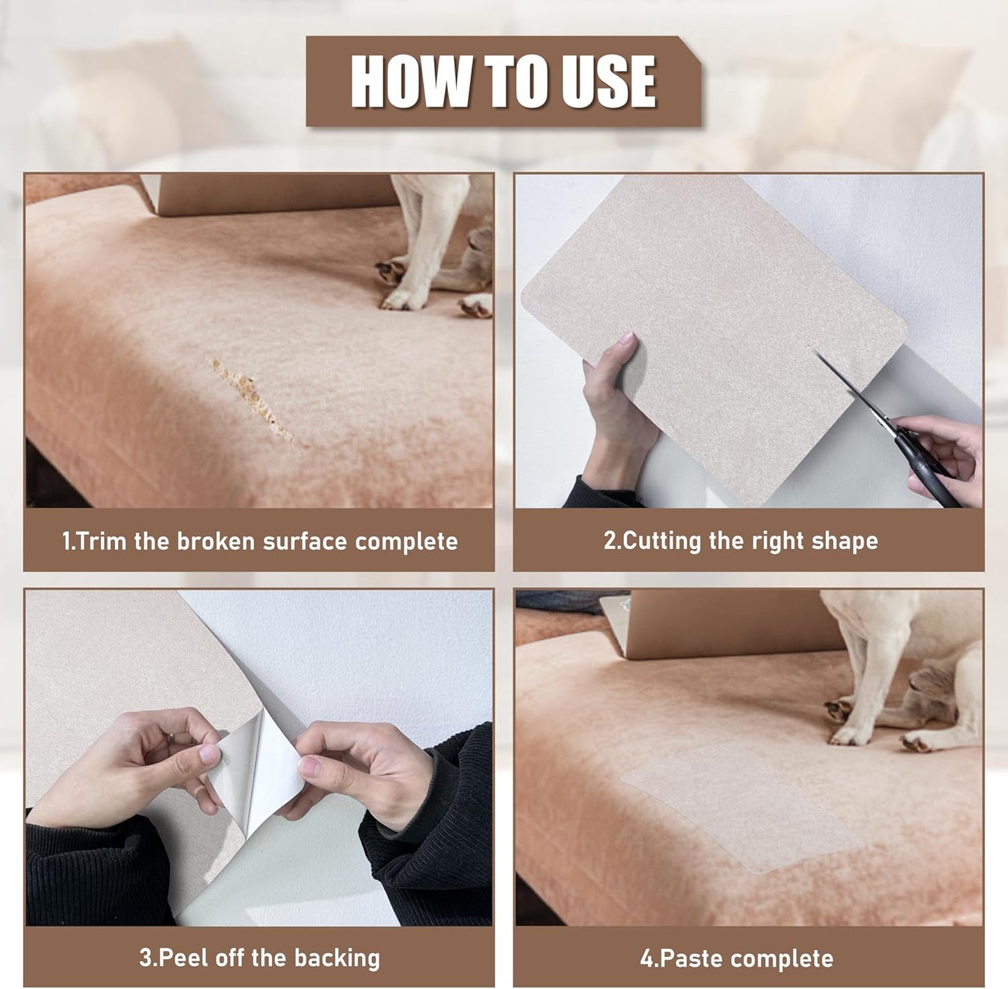 Azobur Fabric Couch Repair Patch 8.3 x 11 inches,Self-Adhesive Fabric Repair Patch for Furniture,Handbag,Sofa,Car Seats-(Blue)