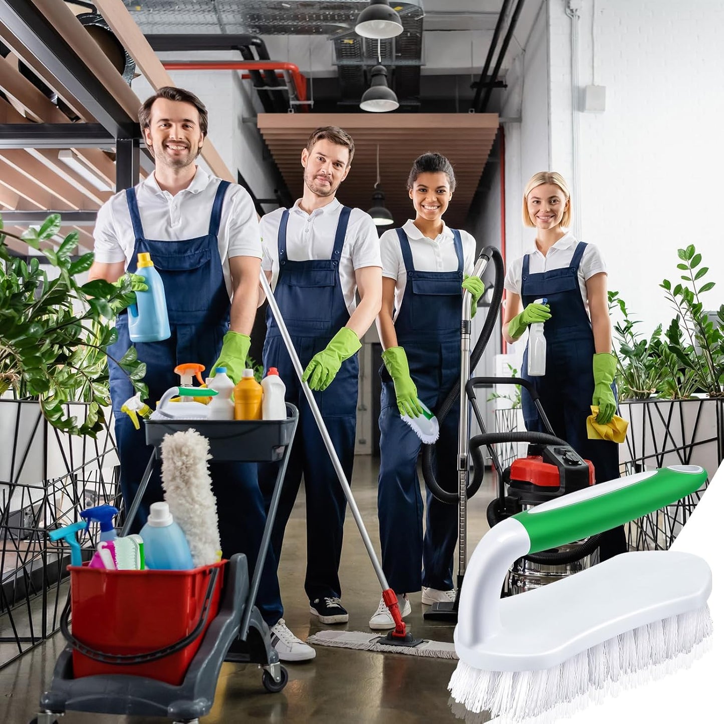 Lallisa 12 Pcs Scrub Brush for Cleaning with Handle Comfortable to Grip Heavy-Duty Flexible Stiff Bristles Scrubber Brushes Bulk for Shower Bathroom Carpet Kitchen Floor Tiles (Green)