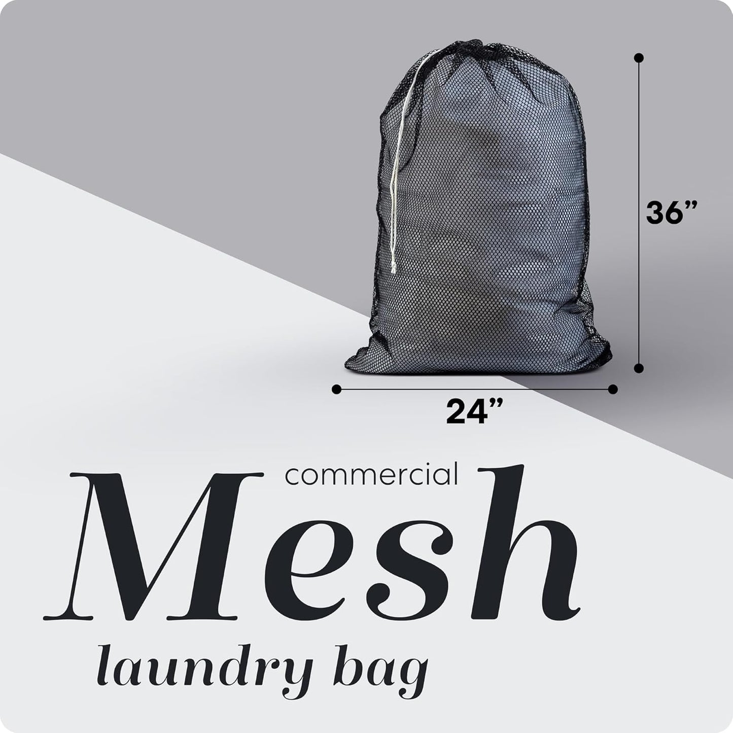 Handy Laundry Mesh XL Laundry Bags - Pack of 2 - Large 24" x 36" - Durable, Machine Washable with Secure Drawstring Closure - Perfect for College Dorms, Laundromats, Apartments (Black)