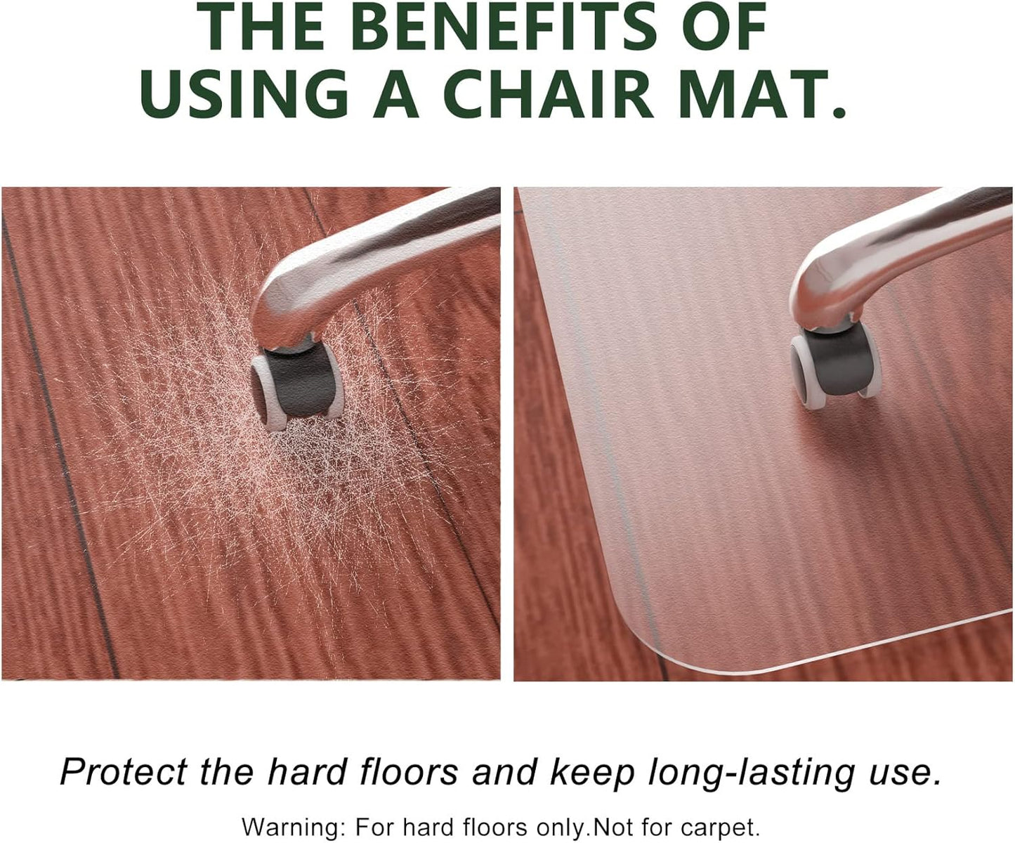 FuturHydro Chair Mat for Hardwood Floor, 46" x 60" Large Clear Office Home Floor Protector Mat, Plastic Rolling Chair Mat for Tile Floor and Gaming Floors (Rectangle)