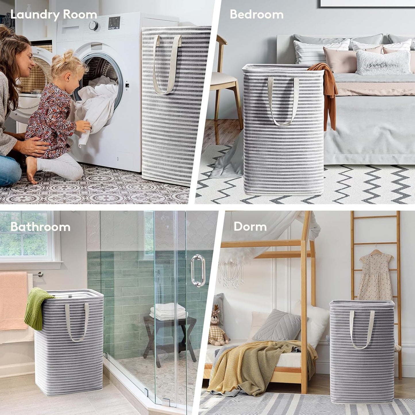 Lifewit Laundry Hamper Large Collapsible Laundry Basket, Freestanding Waterproof Clothes Hamper Storage with Easy Carry Handles for Clothes in Bedroom Bathroom College Dorm for Adults, Black, 80L