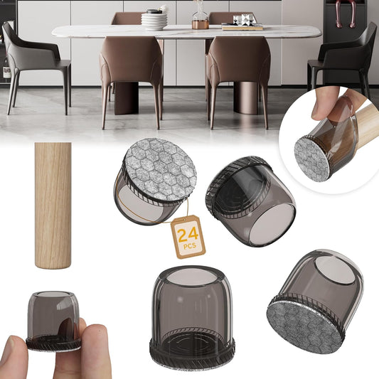 24PCS Extra Small Chair Leg Floor Protectors, Furniture Sliders, Chair Leg Protectors for Hardwood Floors, Non-Slip Felt Furniture Pads, Round Silicone Cap Covers to Protect Floors(Fit 0.5" - 0.75")