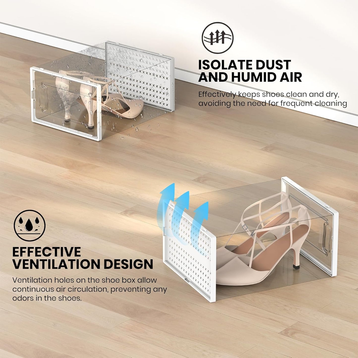 12 Pack XX-Large Modular Clear Plastic Stackable Shoe Storage Organizer for Closet, Space Saving Versatile Sneaker Shoe Rack Containers Bins Holders, Portable Closet Organizers and Storage, White