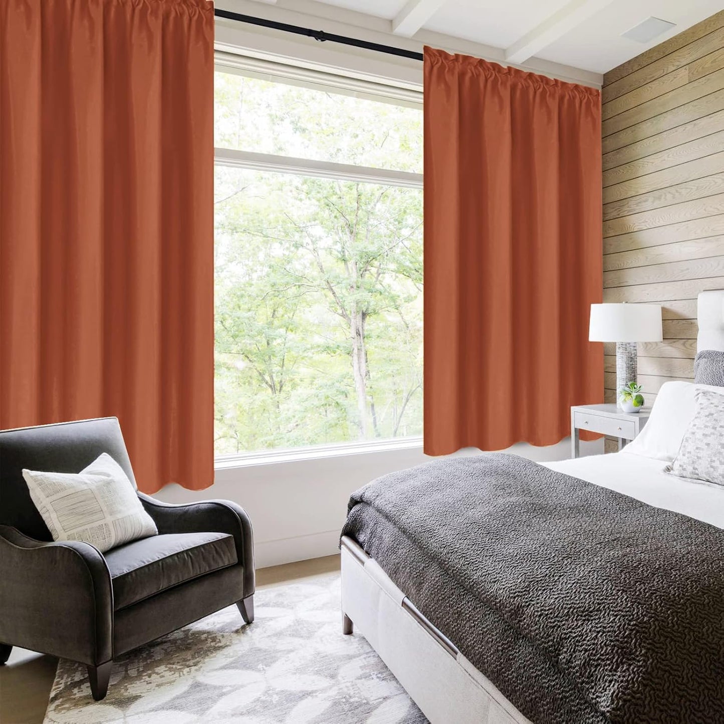 DWCN Blackout Curtains Thermal Insulated, Energy Saving & Noise Reducing Bedroom and Living Room Curtains, Burnt Ochre, W 42x L 54 Inch, Set of 2 Rod Pocket Curtain Panels