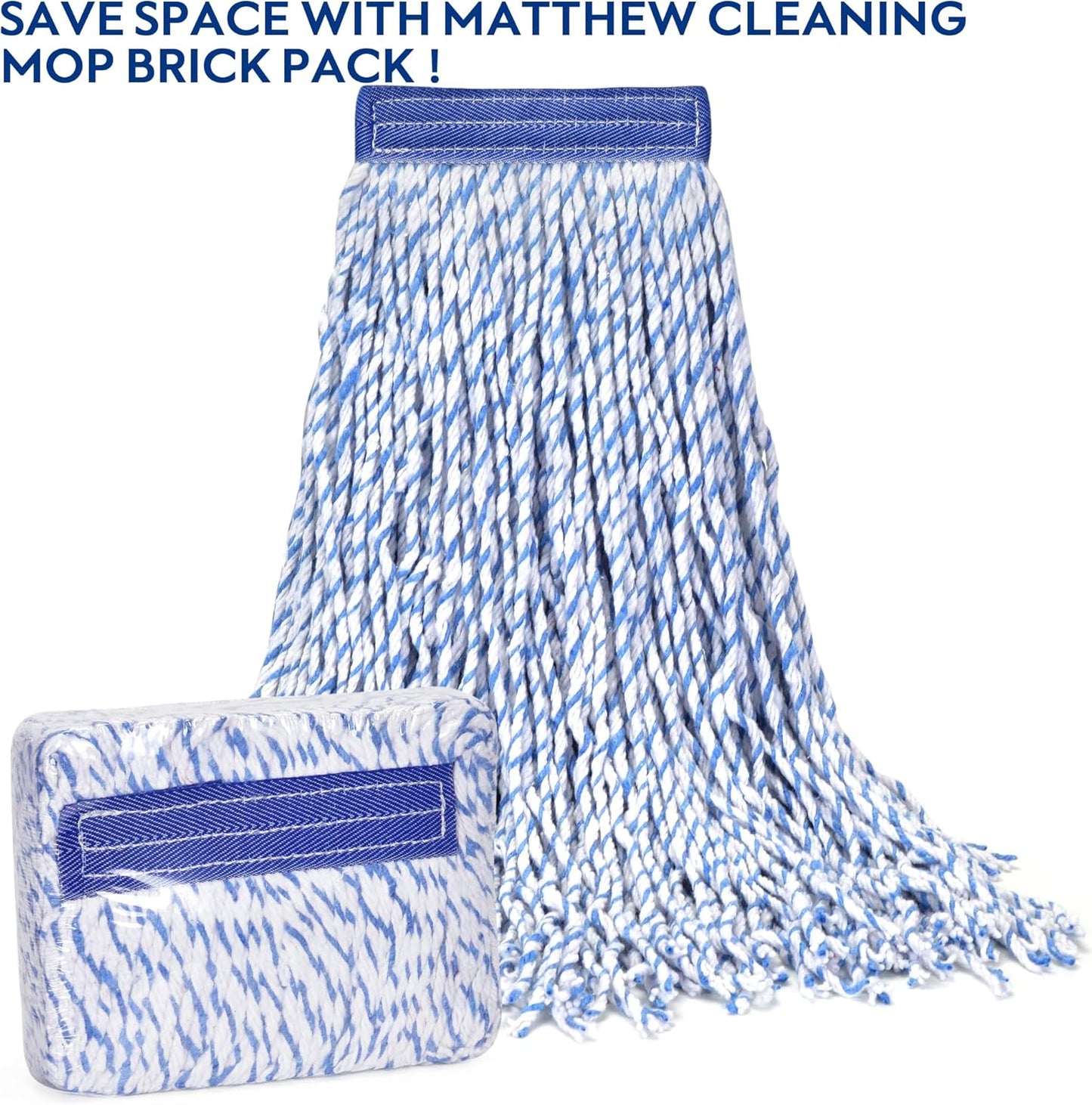 MATTHEW CLEANING Looped-Open Cotton Wet Mop 1.25'' Universal Headband Heavy Duty Commercial Mop Head Replacement for indoor and outdoor Use,Grease Stain Floor Cleaning String Mop Head Refill Pack of 3