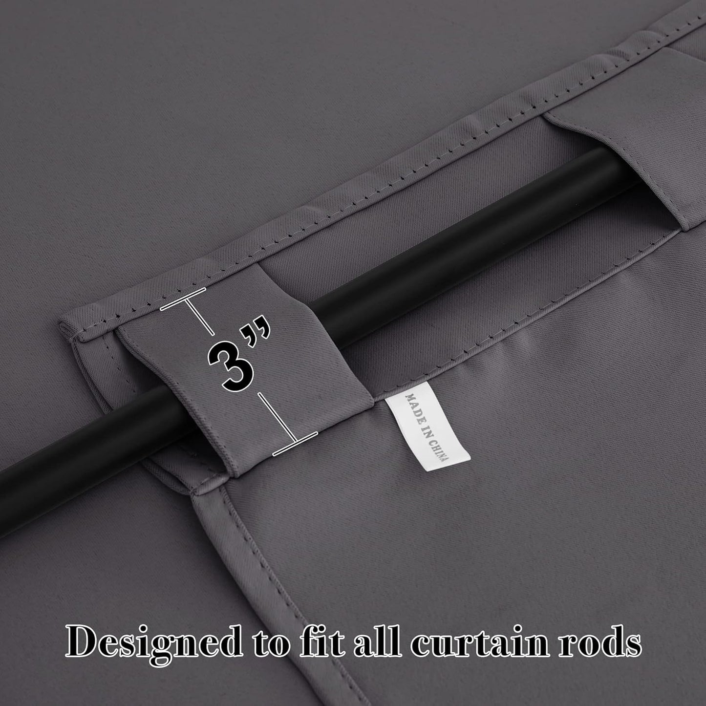 RYB HOME Blackout Curtains for Living Room, Back Tab & Rod Pocket Top Insulating Window Decor for Bedroom Dining Classroom Home Office, W 62 x L 63, Grey, 2 Panels