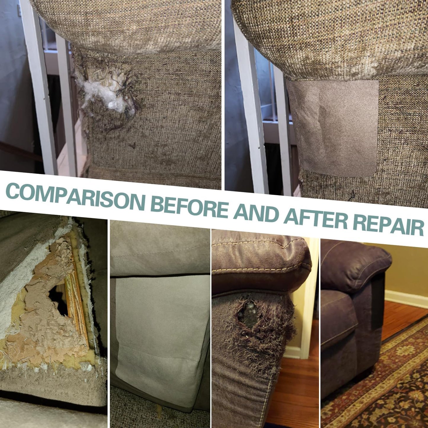 Azobur Sofa Fabric Repair Patch - Self-Adhesive Microfiber Patch for Couch, Multicolor