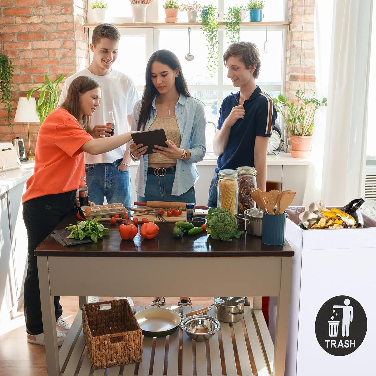 Tioncy 5 Pcs 40 Gallon Corrugated Cardboard Trash Cans Recycling Bins with Trash and Recycle Letters White Disposable Garbage Container Reuseable Garbage Boxes for Party Camping Outdoor Events