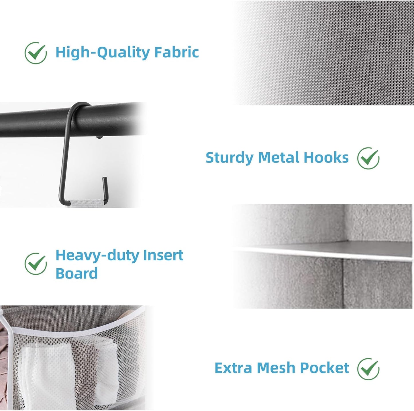 StorageWorks 6-Shelf Closet Organizers, Two 3-Shelf Separable Hanging Shelves for Closet, 12" D x 12" W x 48 ¼"H， Canvas, Gray