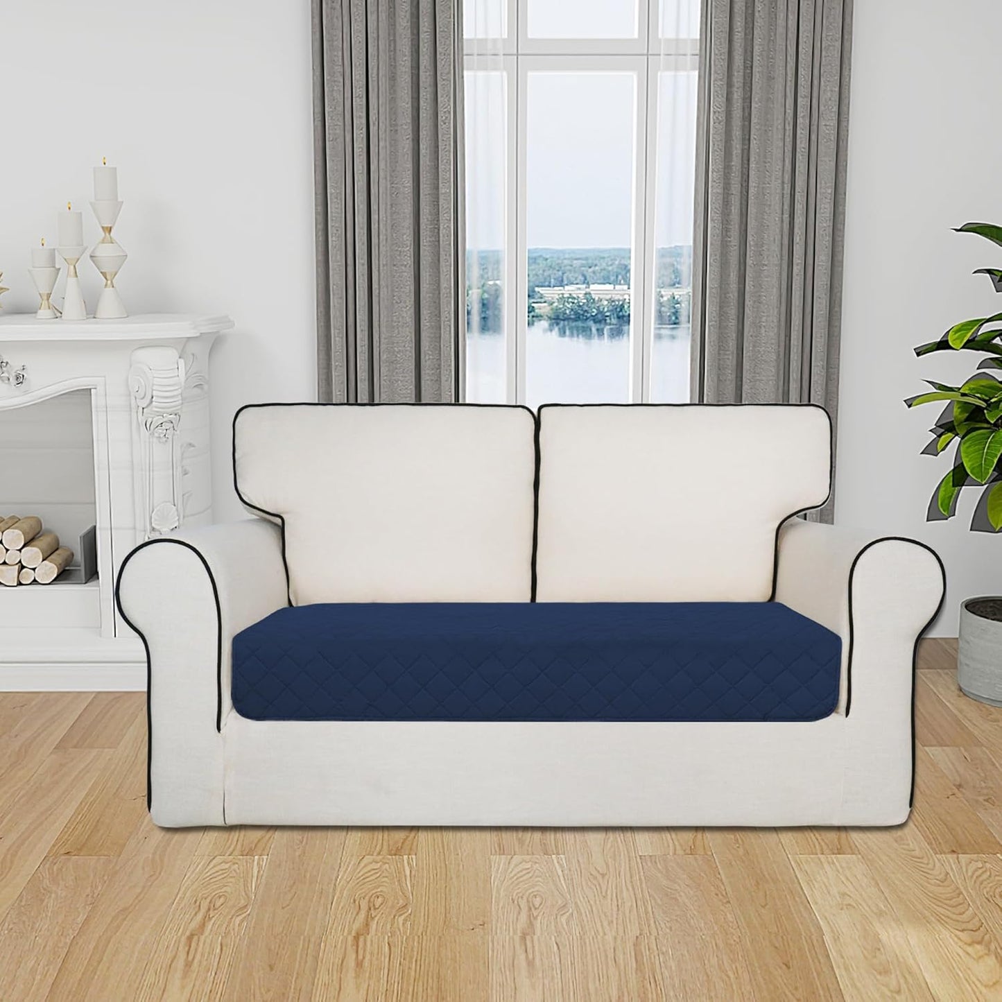 Easy-Going Sectional Couch Covers for Dogs L Shape Sofa Cover Reversible Sofa Slipcover Chaise Lounge Cover Furniture Protector Cover for Pets Dog Cat (30 x 50 inches, Navy/Ivory)