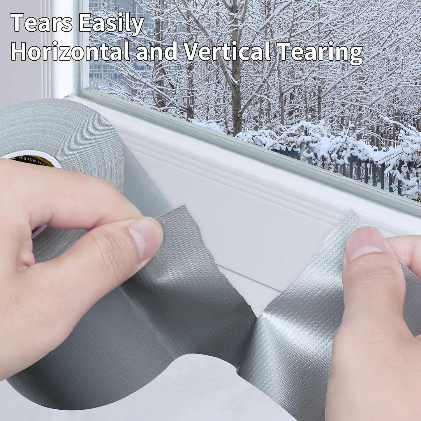 Cloth Duct Window Seal Strip Tape for Winter, 1.89in x 33FT, Weather Stripping Sealing Insulation Tape for Windows and Door, Easy Tear Sealer Draft Blocker Silver