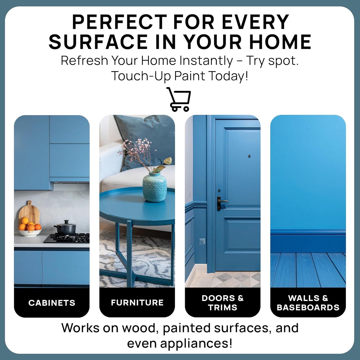 spot. Touch-Up Paint | Matte Finish for Cabinets, Walls, Doors & Furniture | Multi-Tone Blue Repair Kit | Quick-Dry, Self-Priming, Low-Odor, Eco-Friendly | No-Sanding or Primer Needed | 3 Pack