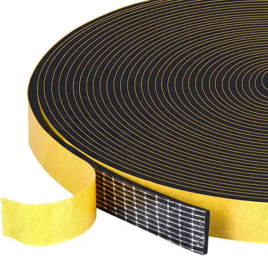 Weather Stripping Soundproof 1/2 in x 1/16 in, High Density Door Seal Strip, Weatherstrip Closed Cell Foam Insulation Tape for Window Storm Door, 1 Roll 33Ft