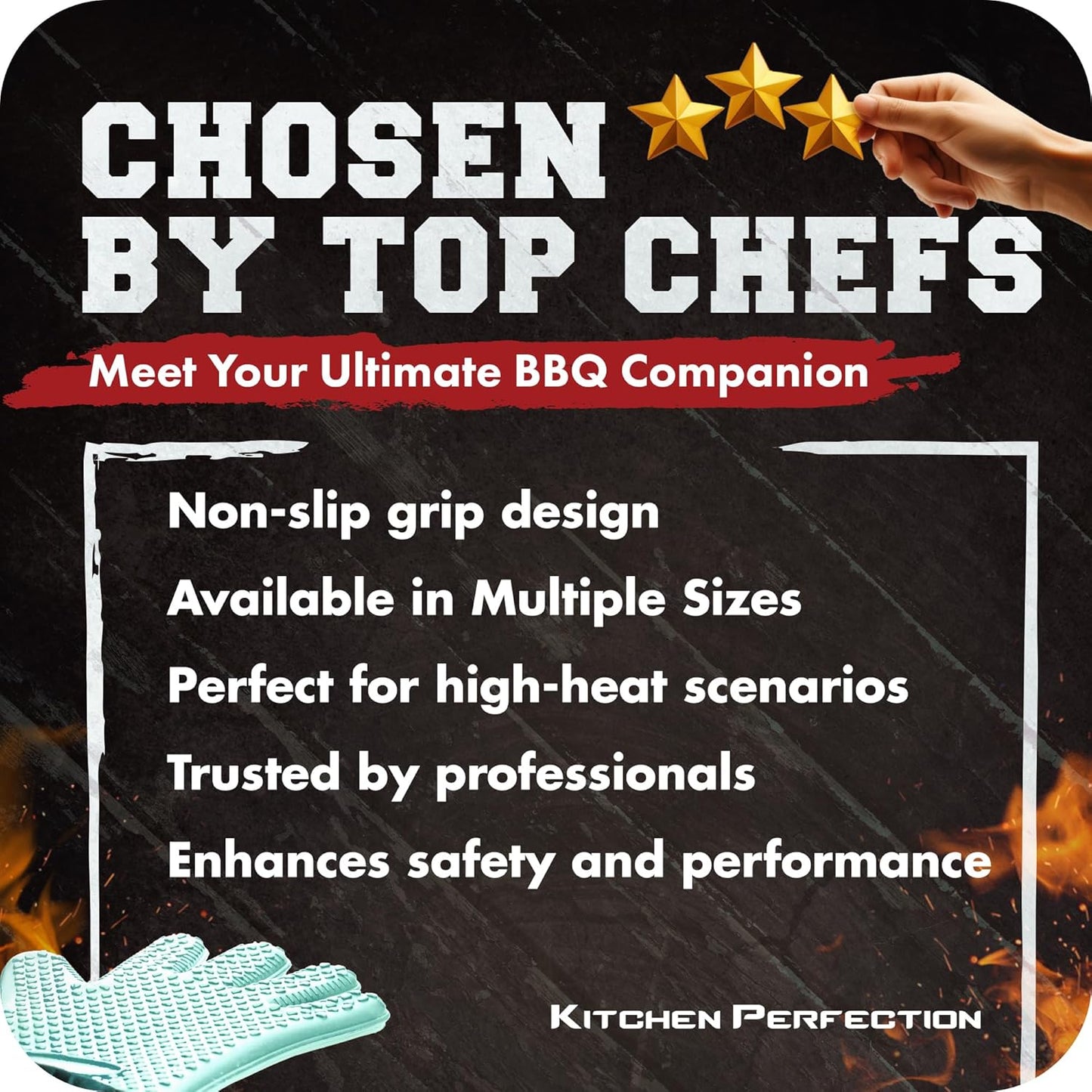 KITCHEN PERFECTION S Silicone Smoker Oven Gloves -Extreme Heat Resistant BBQ Gloves -Handle Hot Food Right on Your Grill Fryer Pit|Waterproof Oven Mitts |Superior Value Set+3 Bonuses