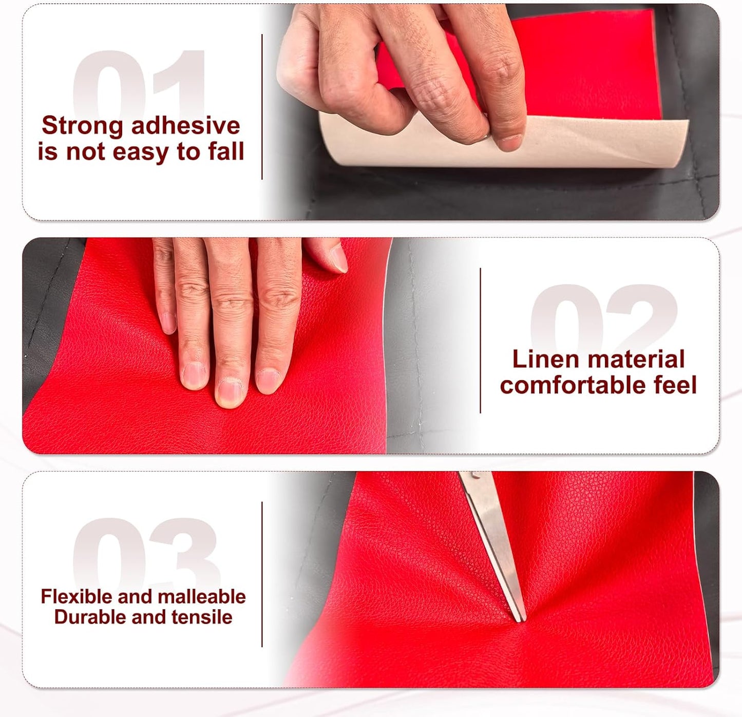 PATIKIL Leather Patches Tape for Furniture, 3.2 x 61 Inch Self Adhesive Vinyl Leather Repair Kit Cover Sheet for Couch, Sofa, Car Seats, Office Chair, Caramel Brown